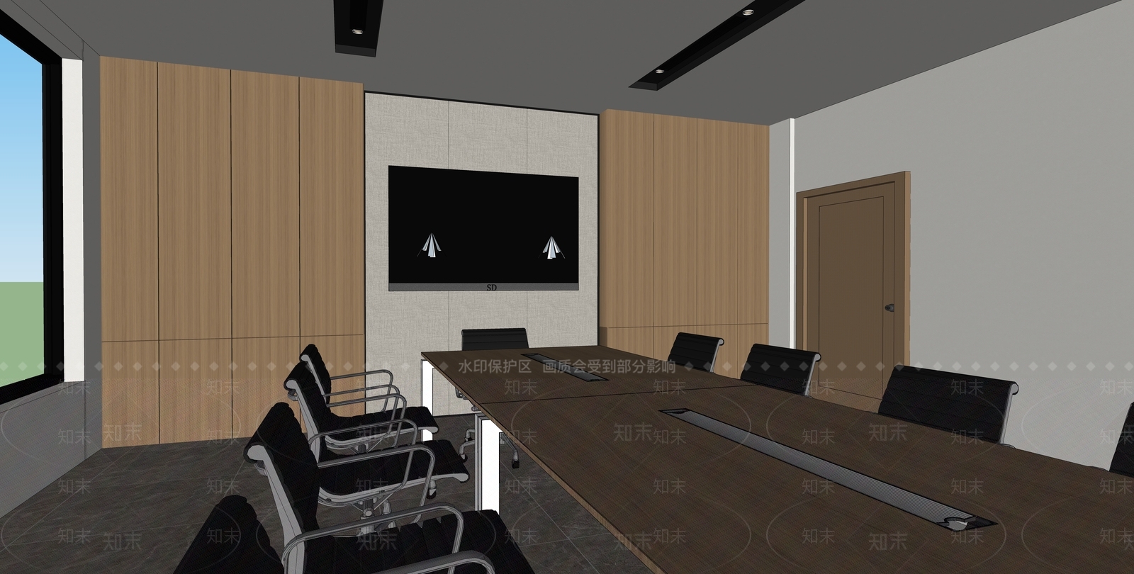 现代极简会议室SU模型下载【ID:1173799623】