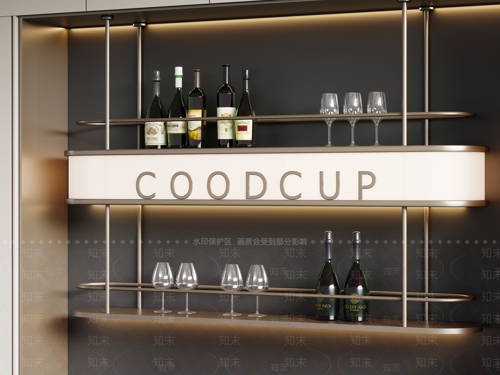 现代酒架3D模型下载【ID:1173810953】
