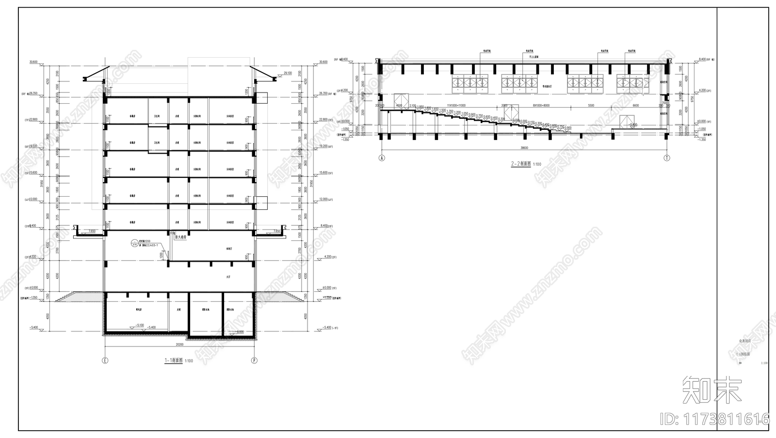 现代新中式办公楼建筑施工图下载【ID:1173811616】