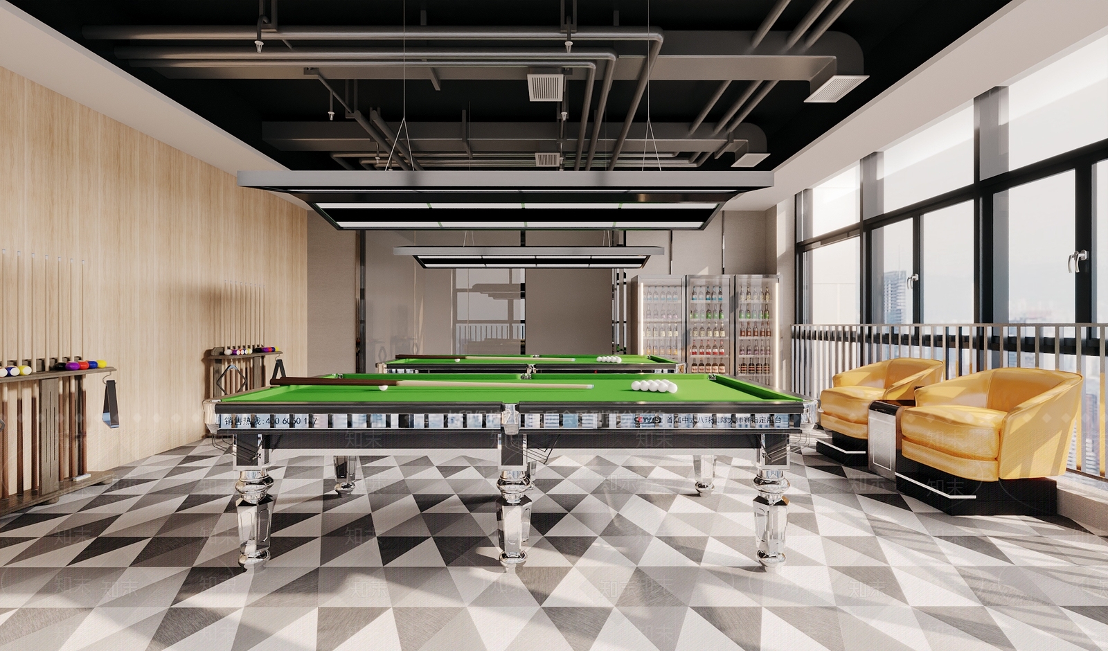 现代台球室3D模型下载【ID:1173816254】