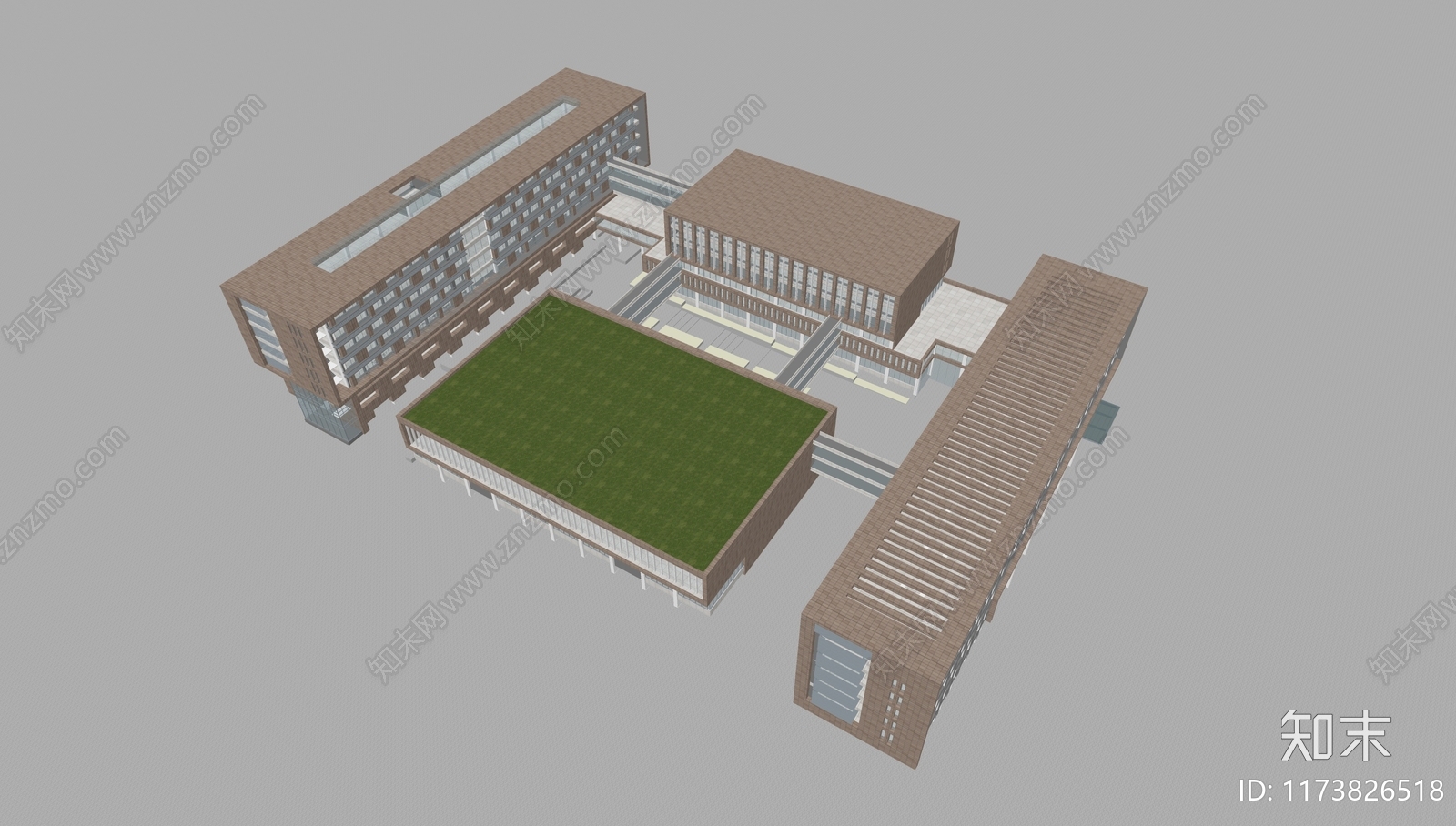 现代中式学校建筑SU模型下载【ID:1173826518】