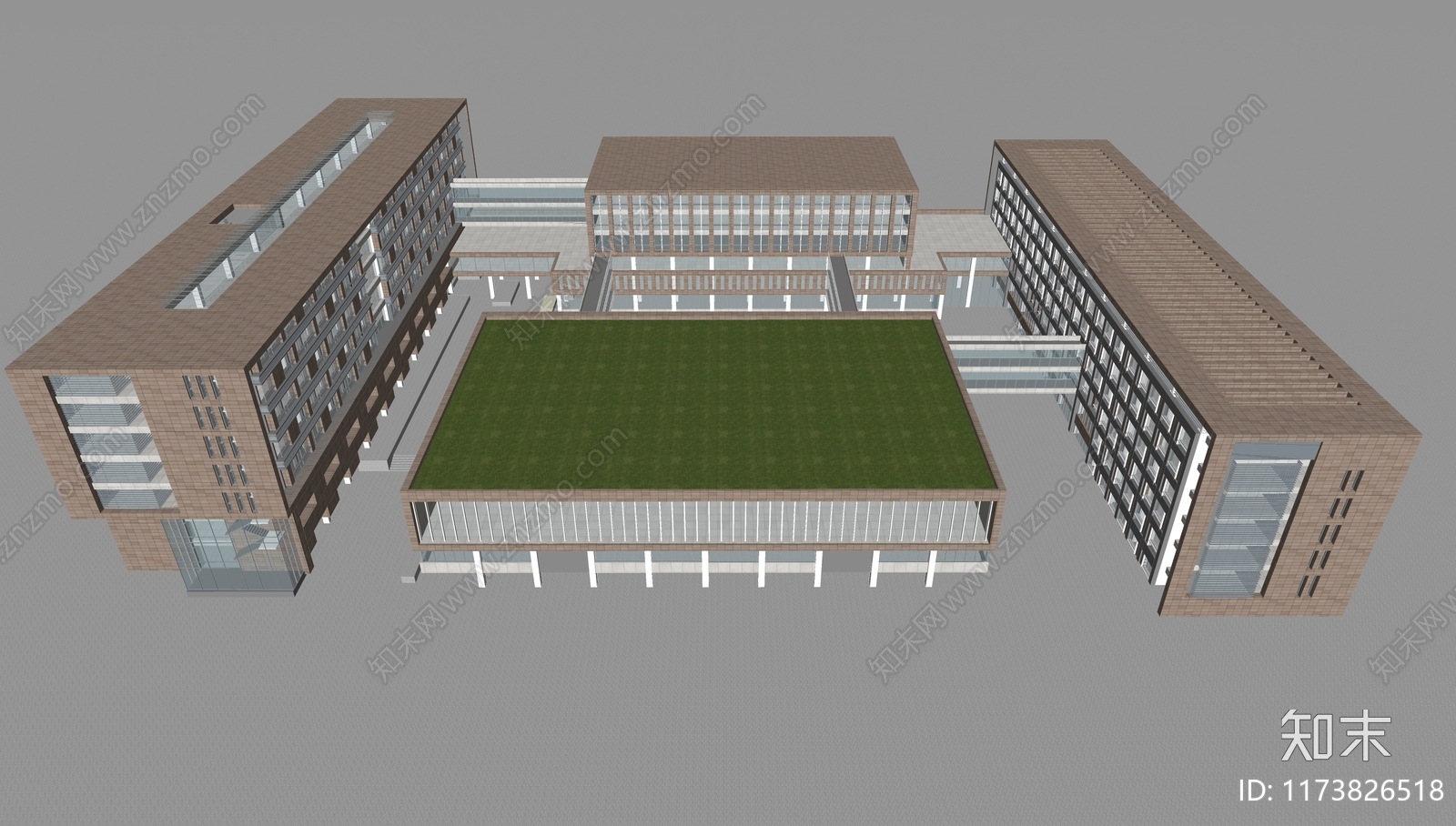 现代中式学校建筑SU模型下载【ID:1173826518】