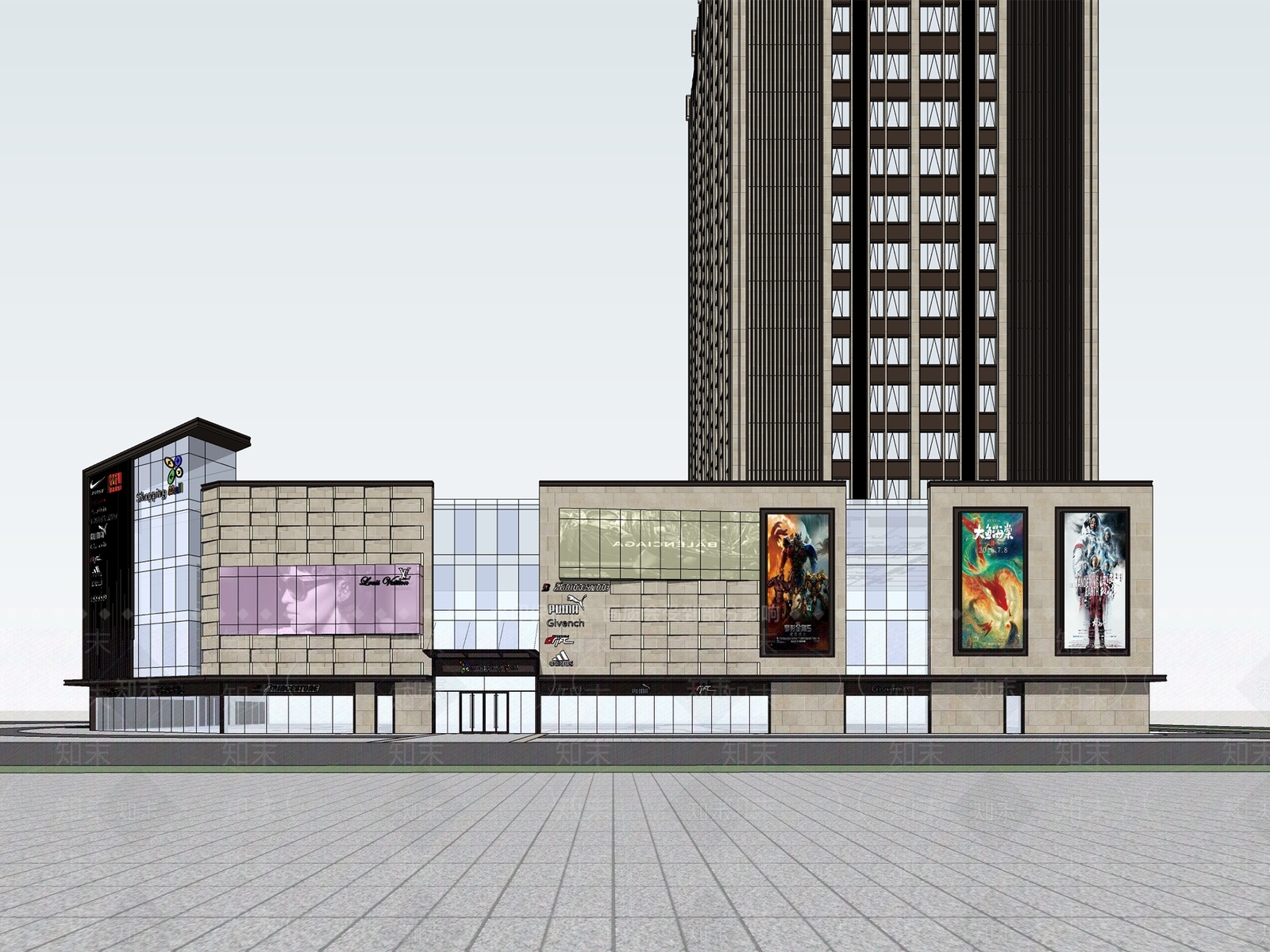 现代商场建筑SU模型下载【ID:1173826886】
