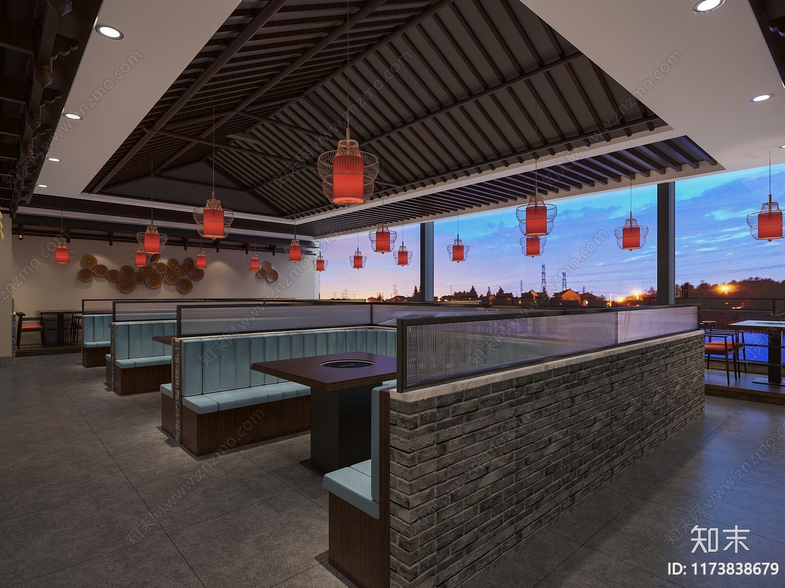 中式新中式火锅店3D模型下载【ID:1173838679】