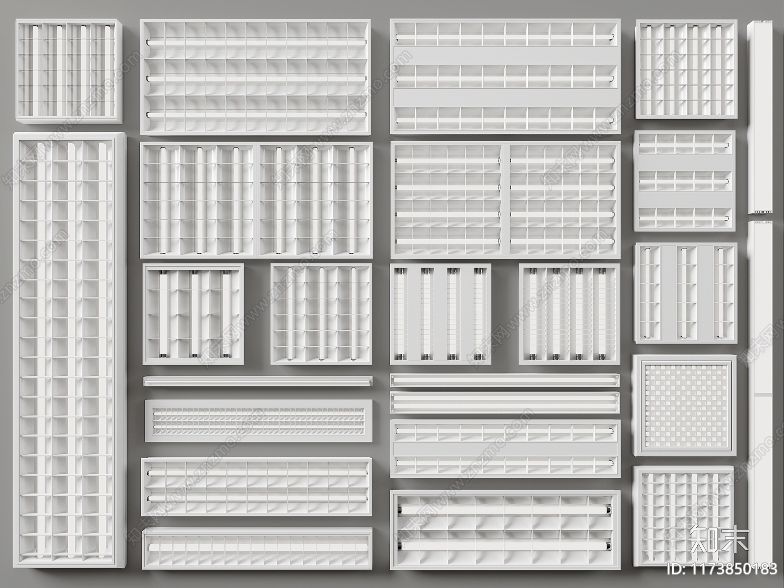 现代极简格栅灯3D模型下载【ID:1173850183】