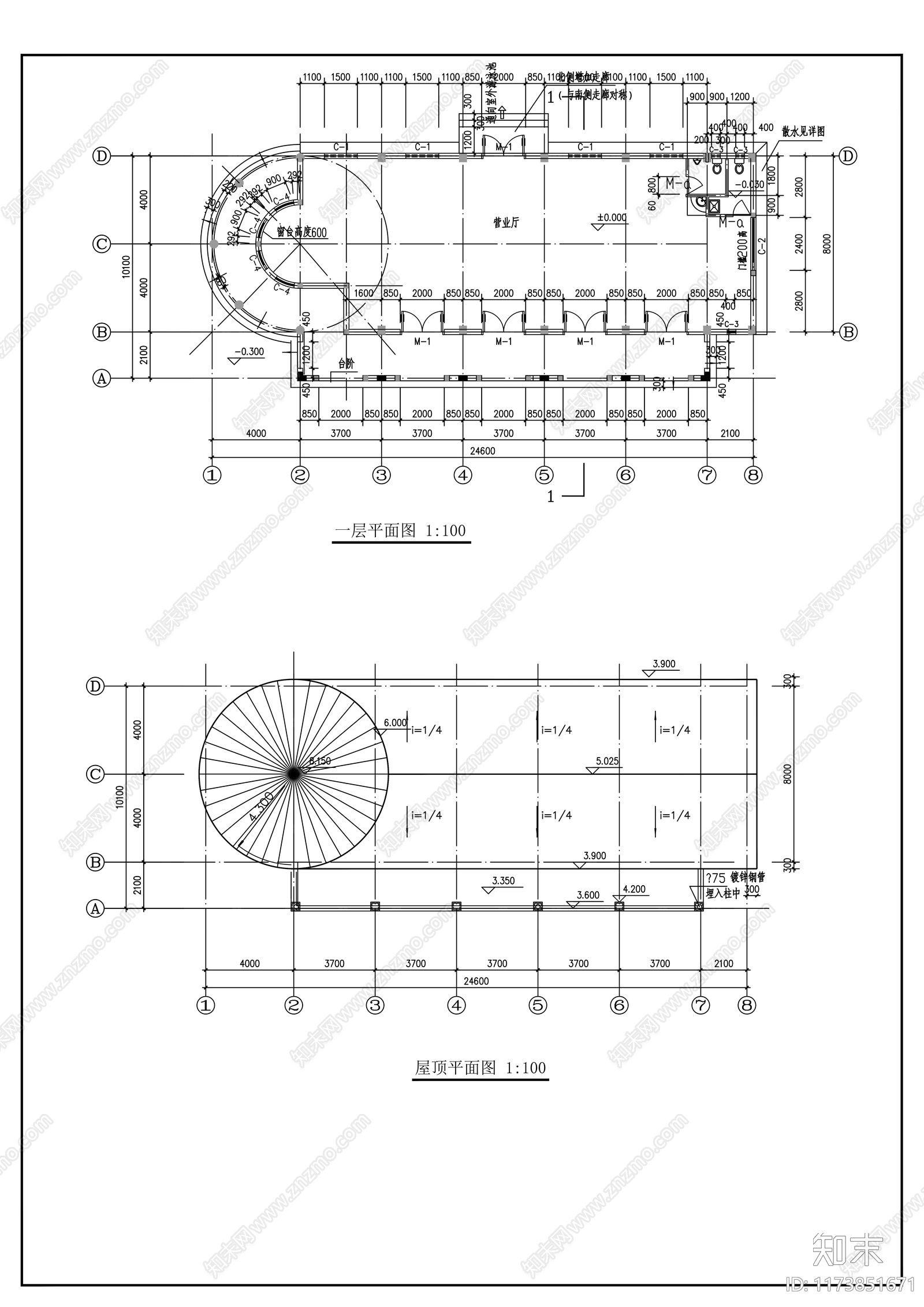 售楼处建筑施工图下载【ID:1173851671】