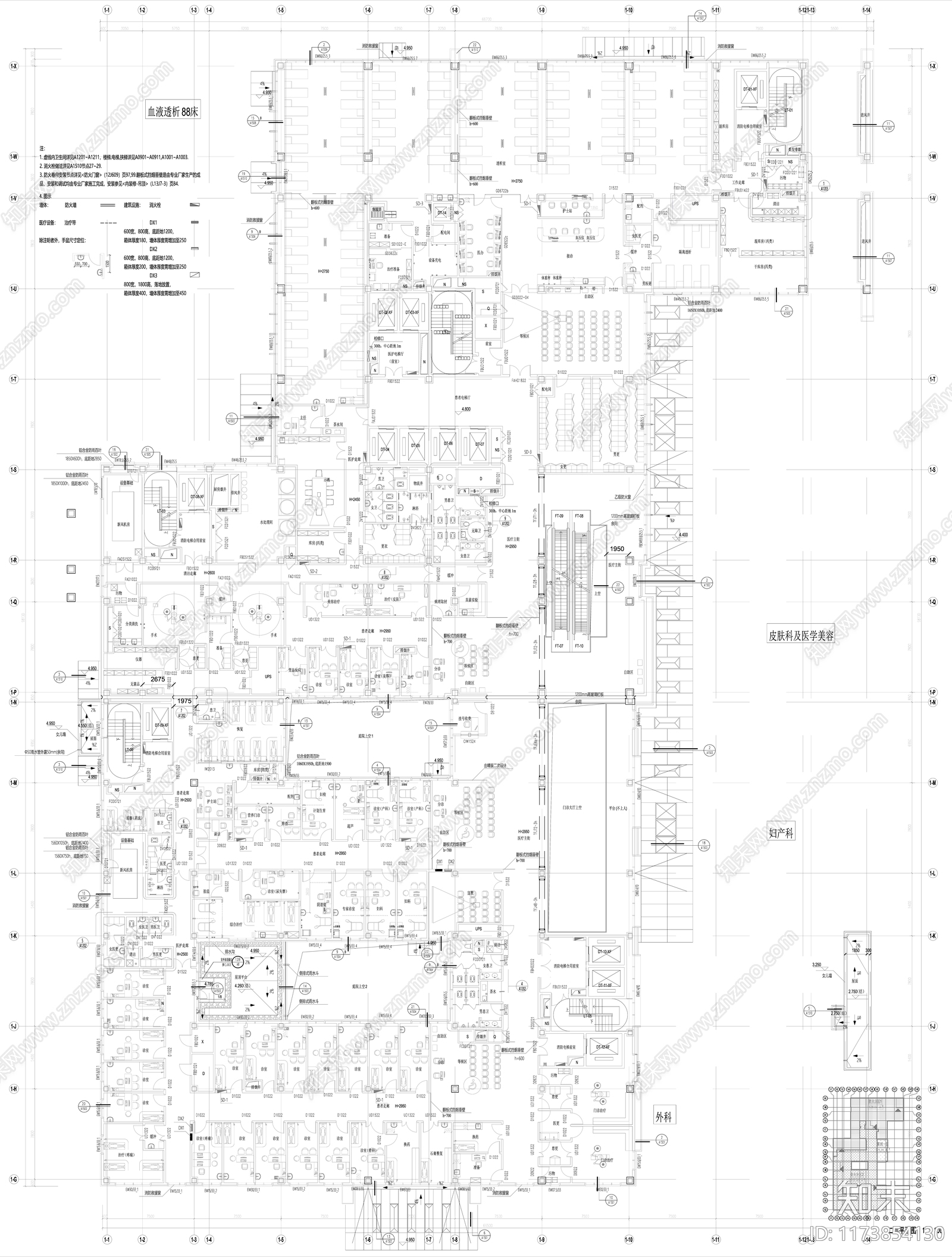 现代医院建筑cad施工图下载【ID:1173854130】