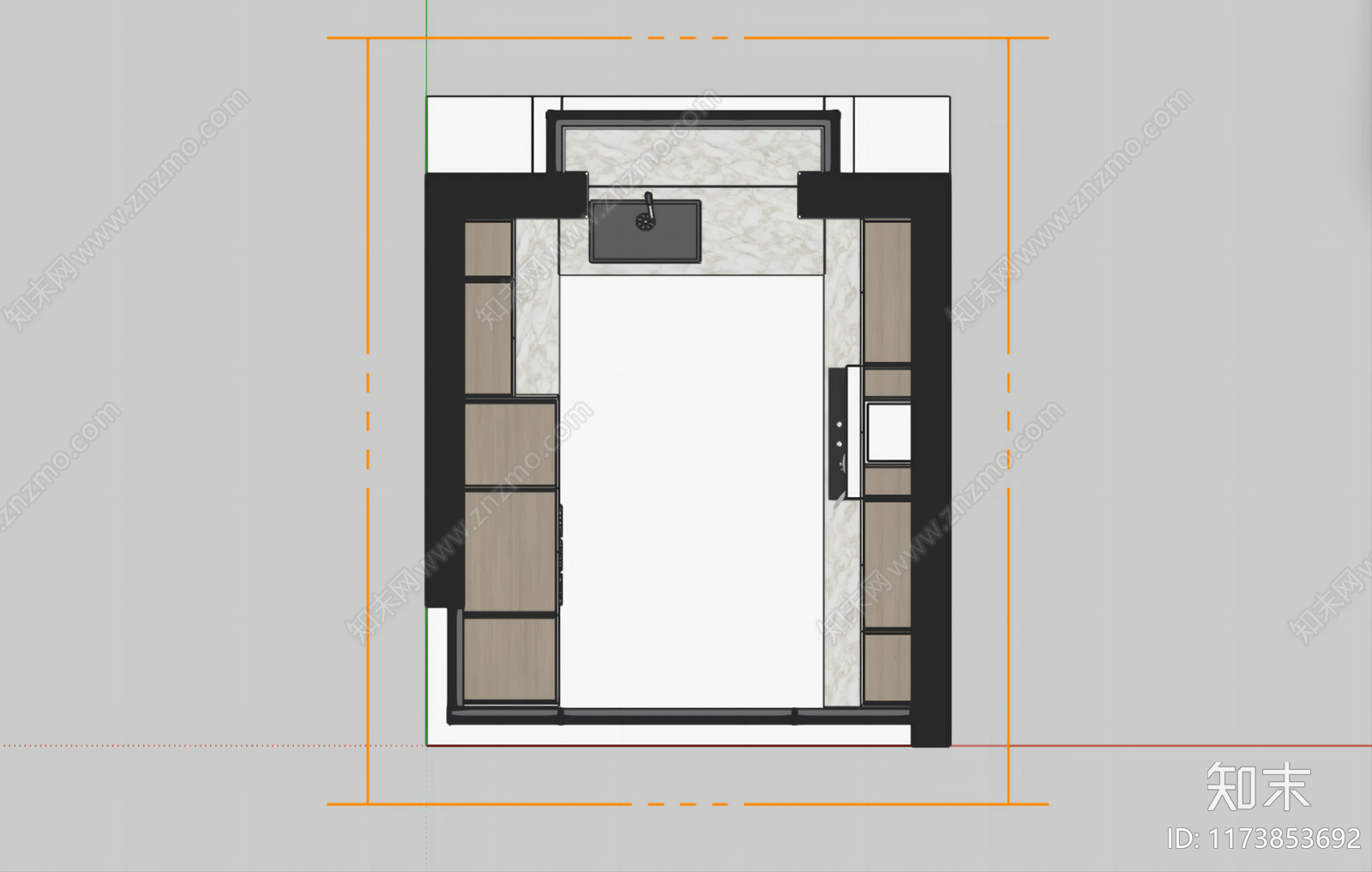 现代封闭式厨房SU模型下载【ID:1173853692】