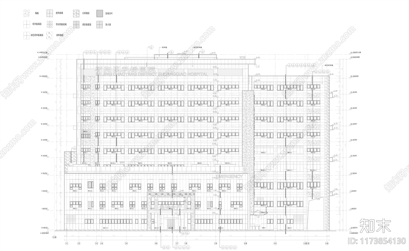现代医院建筑cad施工图下载【ID:1173854130】