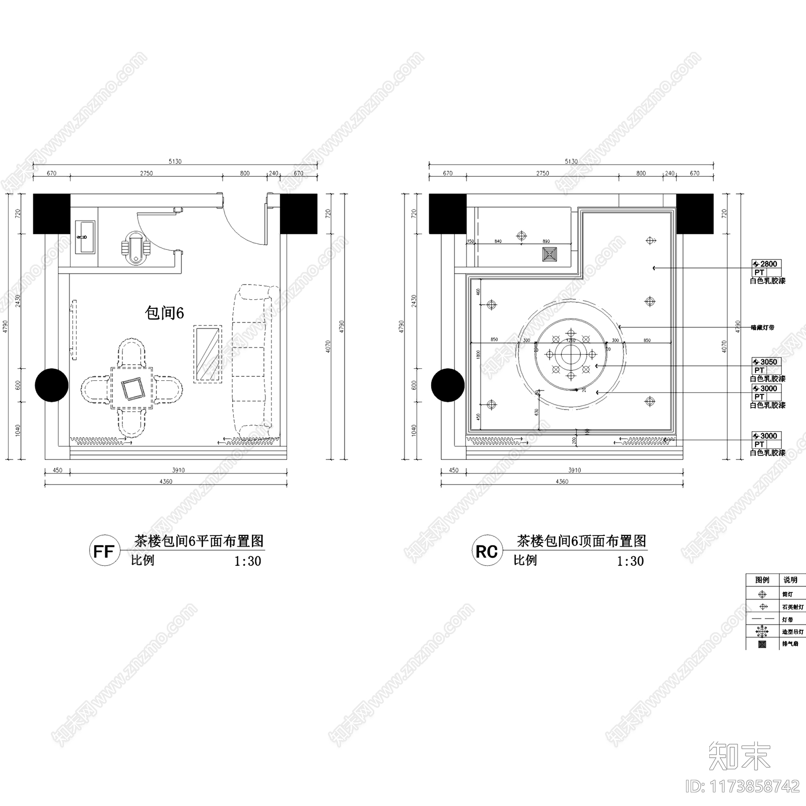 欧式简欧茶馆cad施工图下载【ID:1173858742】