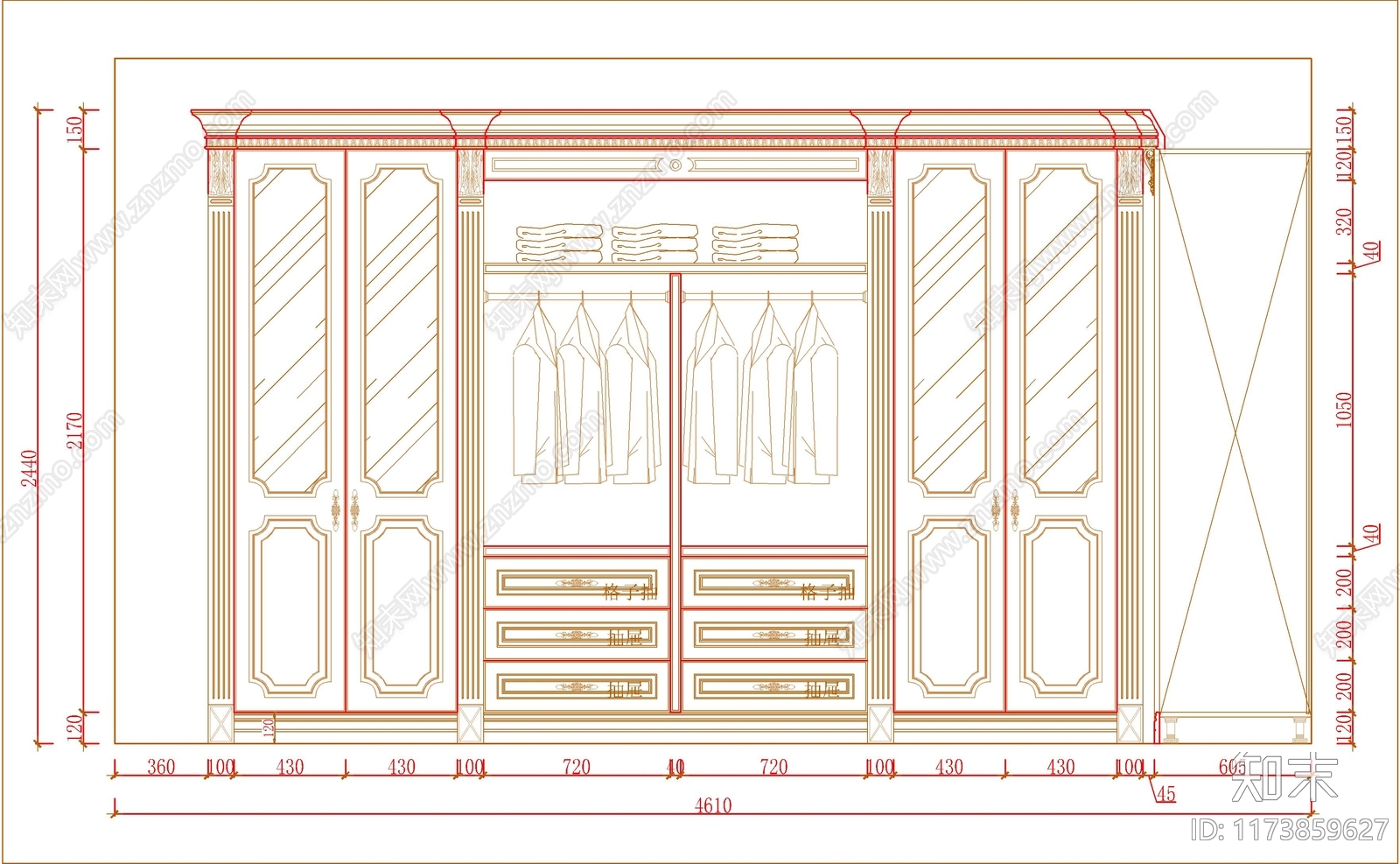 欧式柜子施工图下载【ID:1173859627】