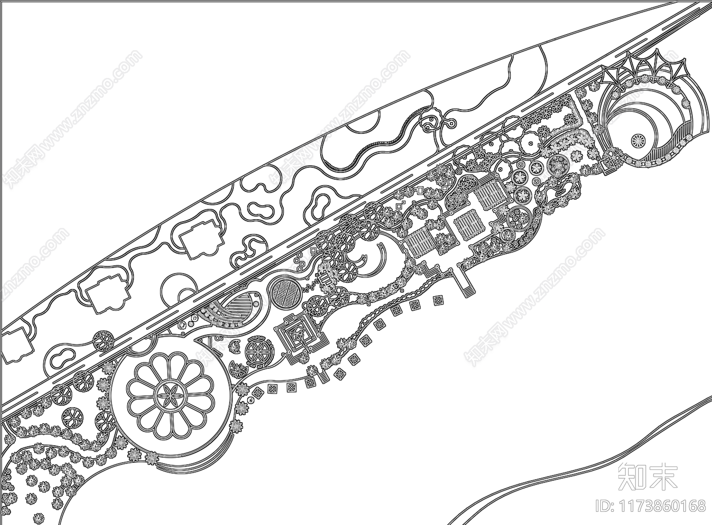 中式公园景观cad施工图下载【ID:1173860168】