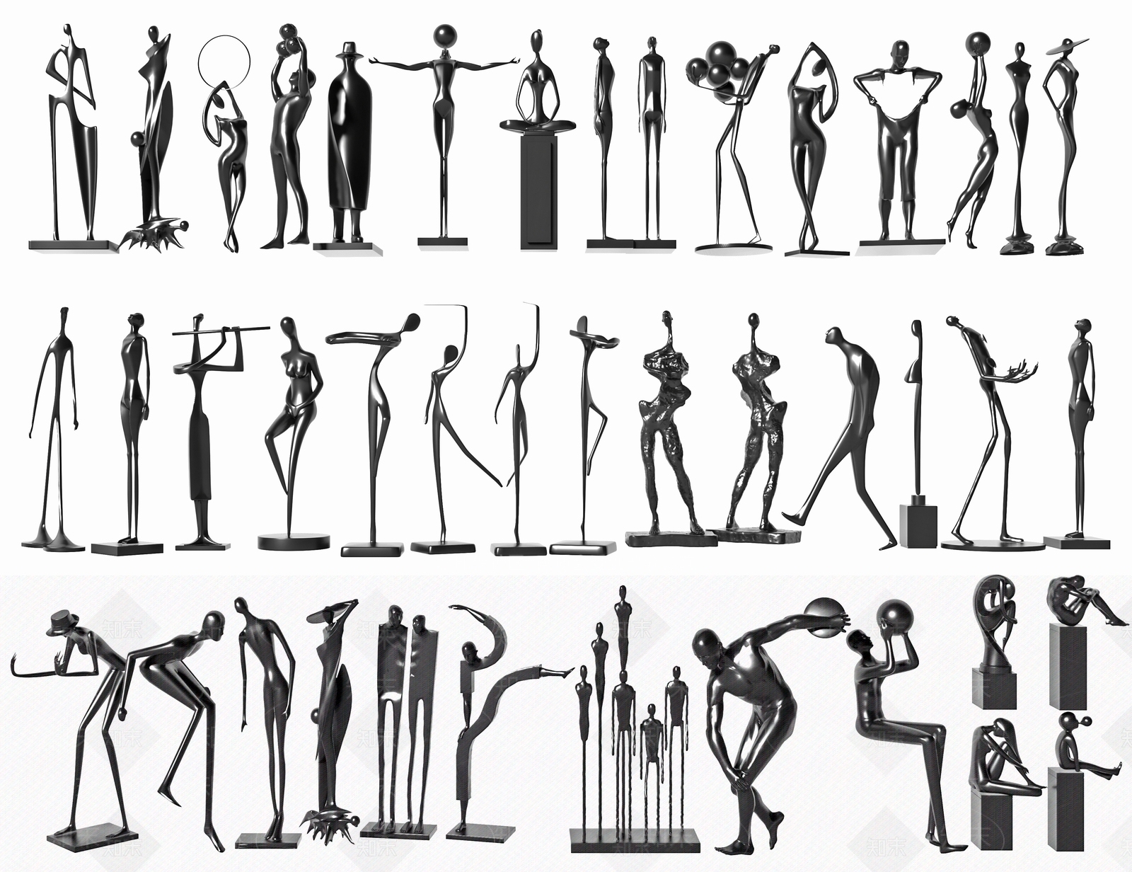 现代人物雕塑3D模型下载【ID:1173897654】