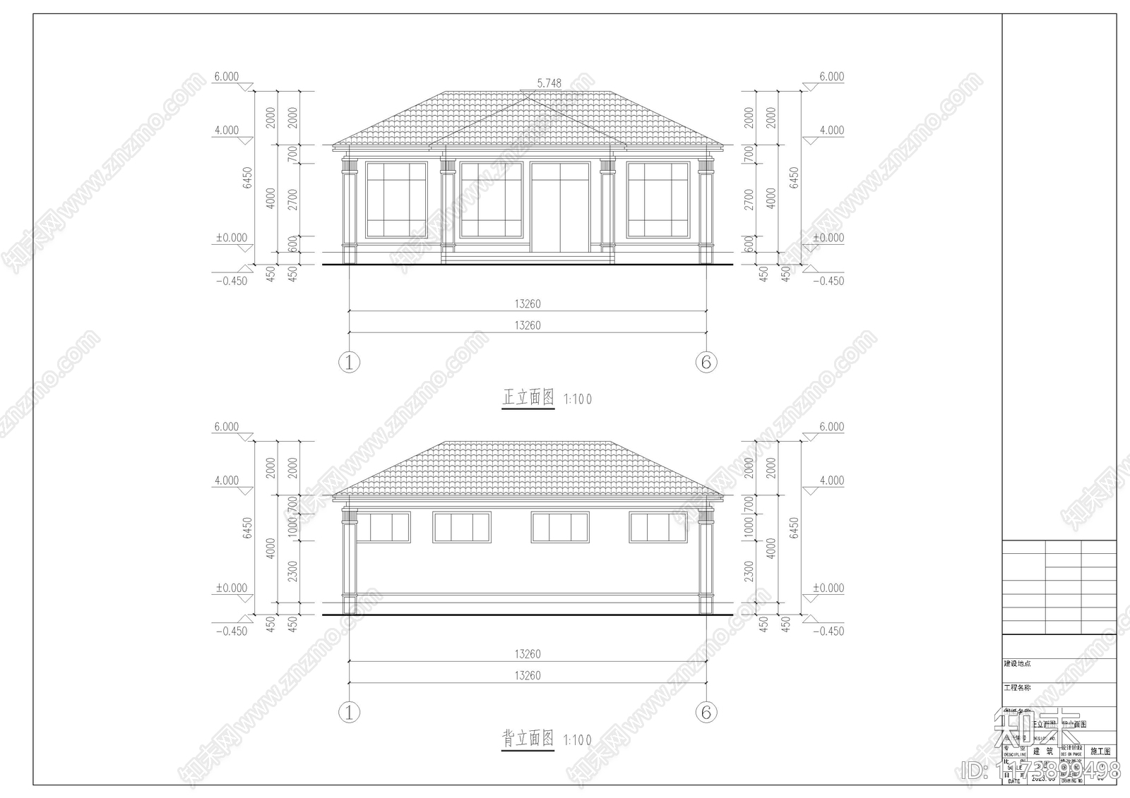 新中式别墅建筑cad施工图下载【ID:1173899498】