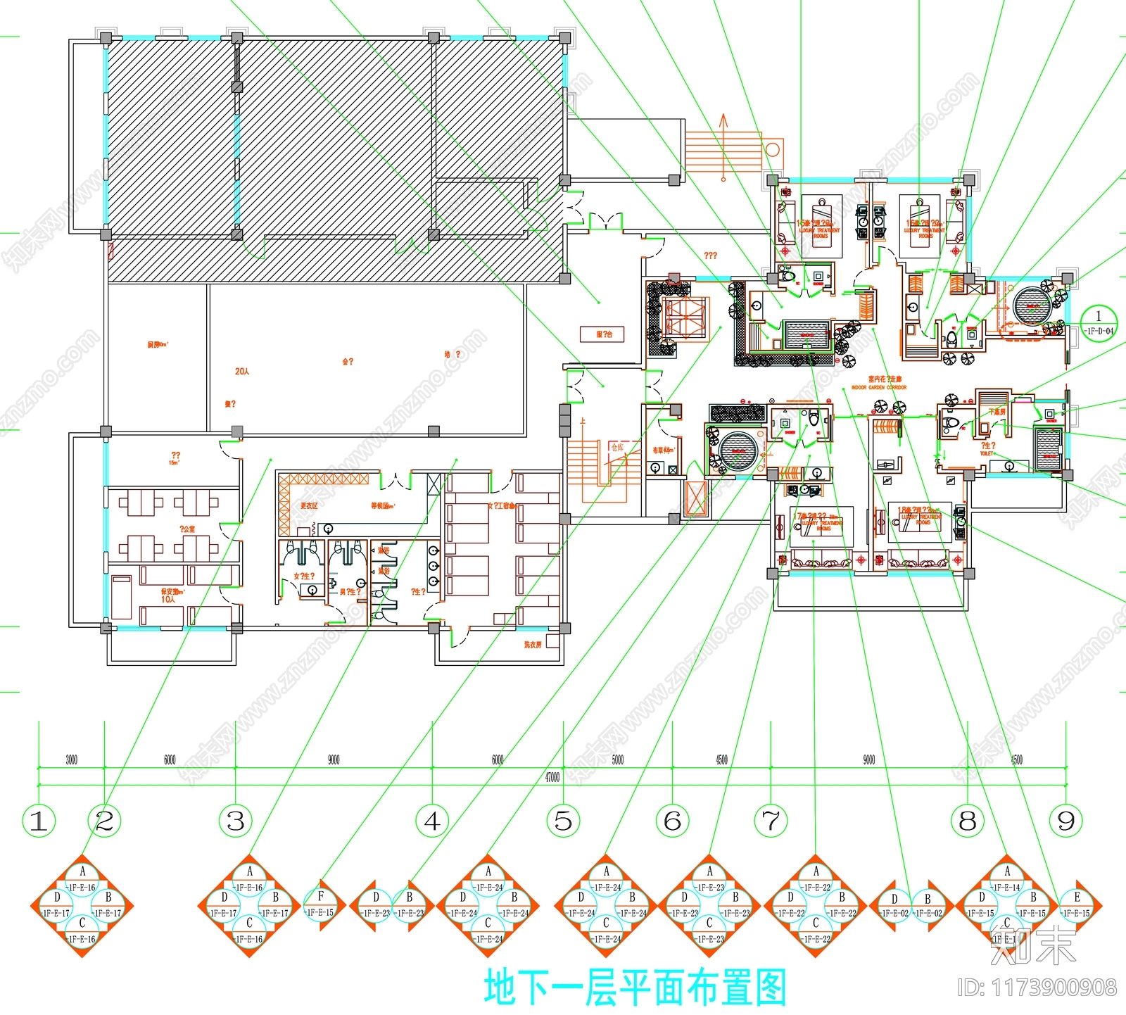 现代工装图库cad施工图下载【ID:1173900908】