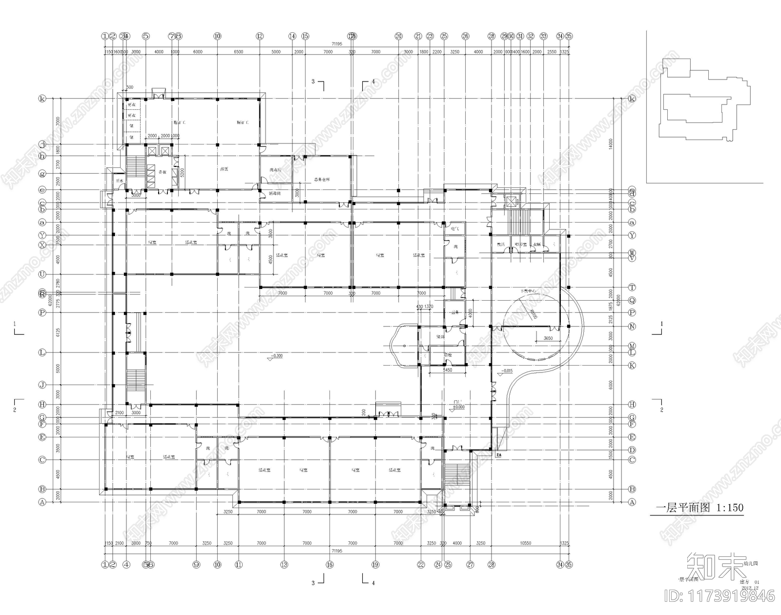 现代幼儿园建筑cad施工图下载【ID:1173919846】