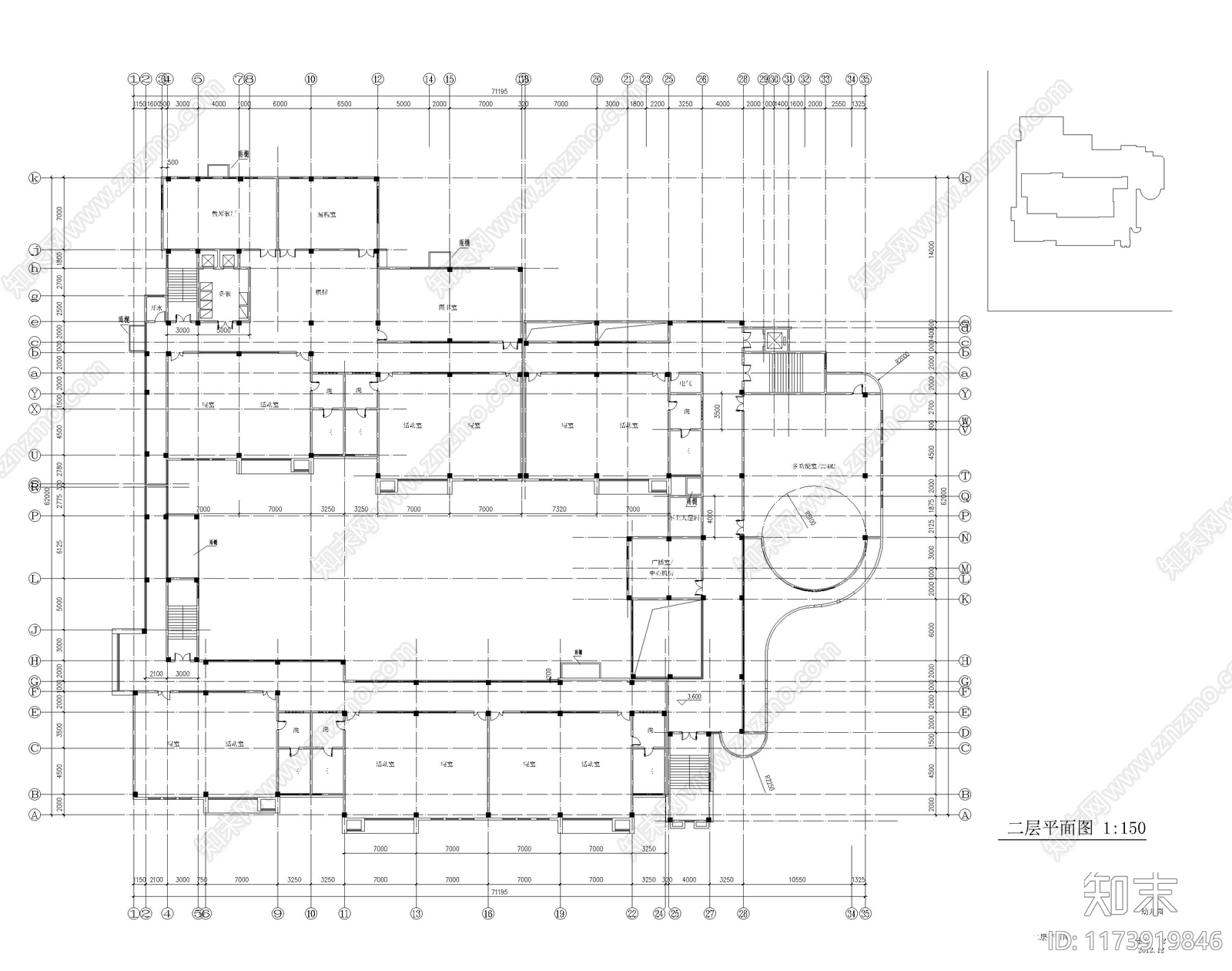 现代幼儿园建筑cad施工图下载【ID:1173919846】