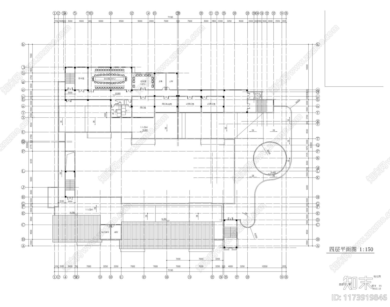现代幼儿园建筑cad施工图下载【ID:1173919846】