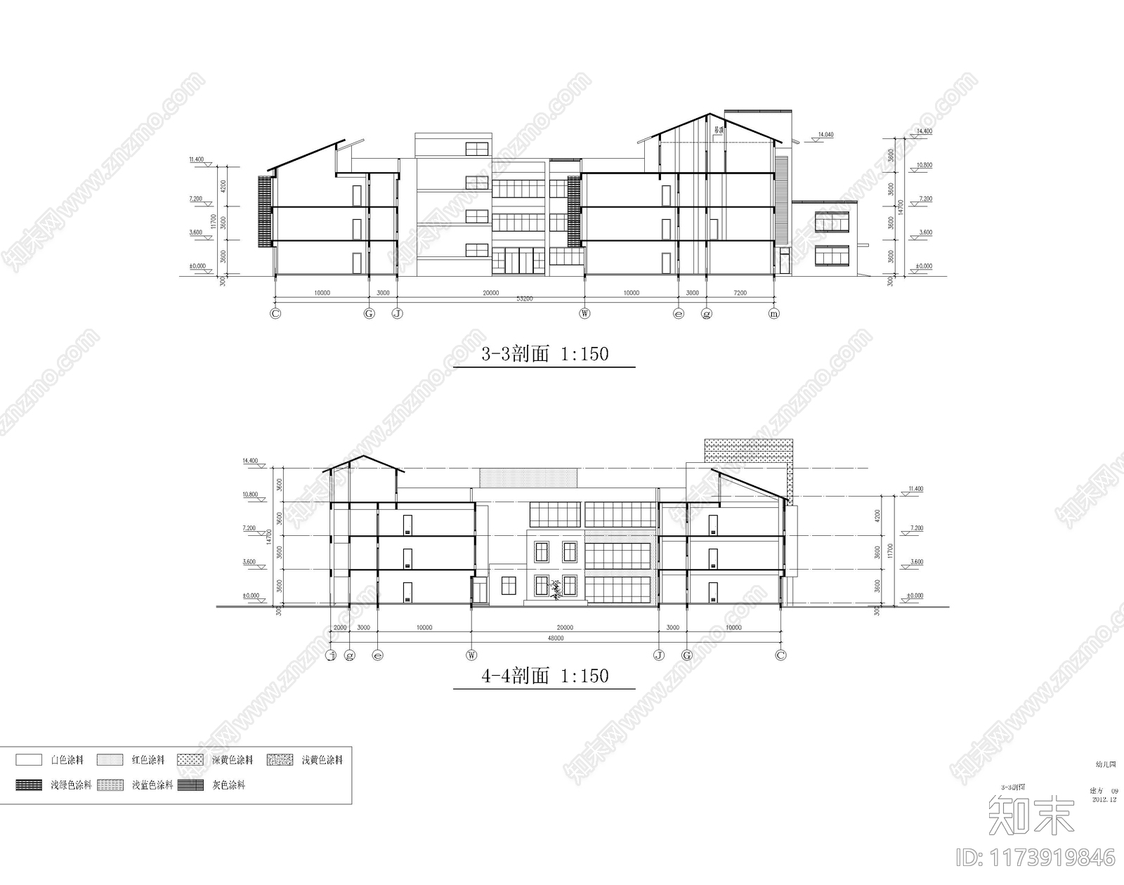 现代幼儿园建筑cad施工图下载【ID:1173919846】