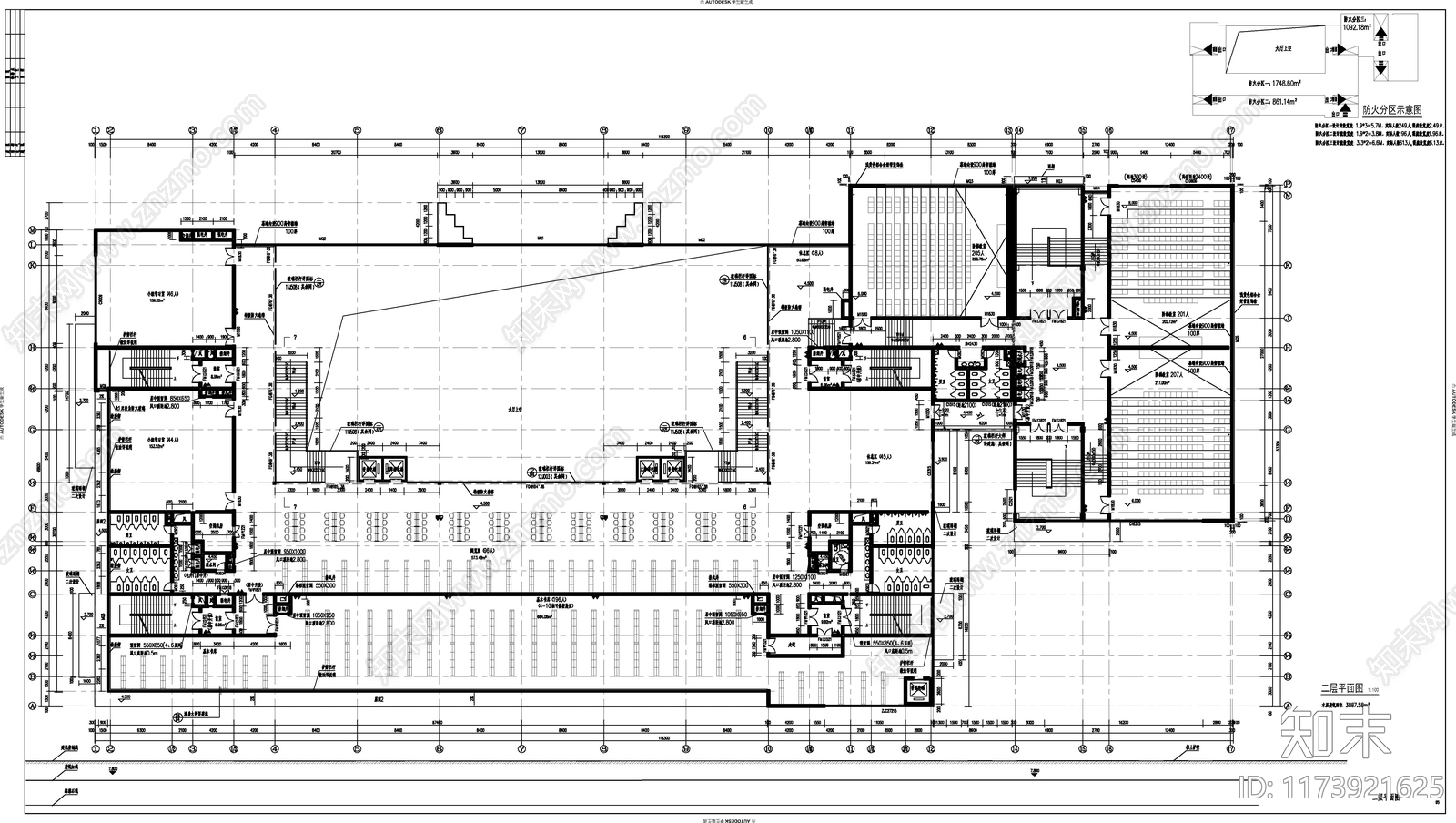 现代图书馆建筑cad施工图下载【ID:1173921625】