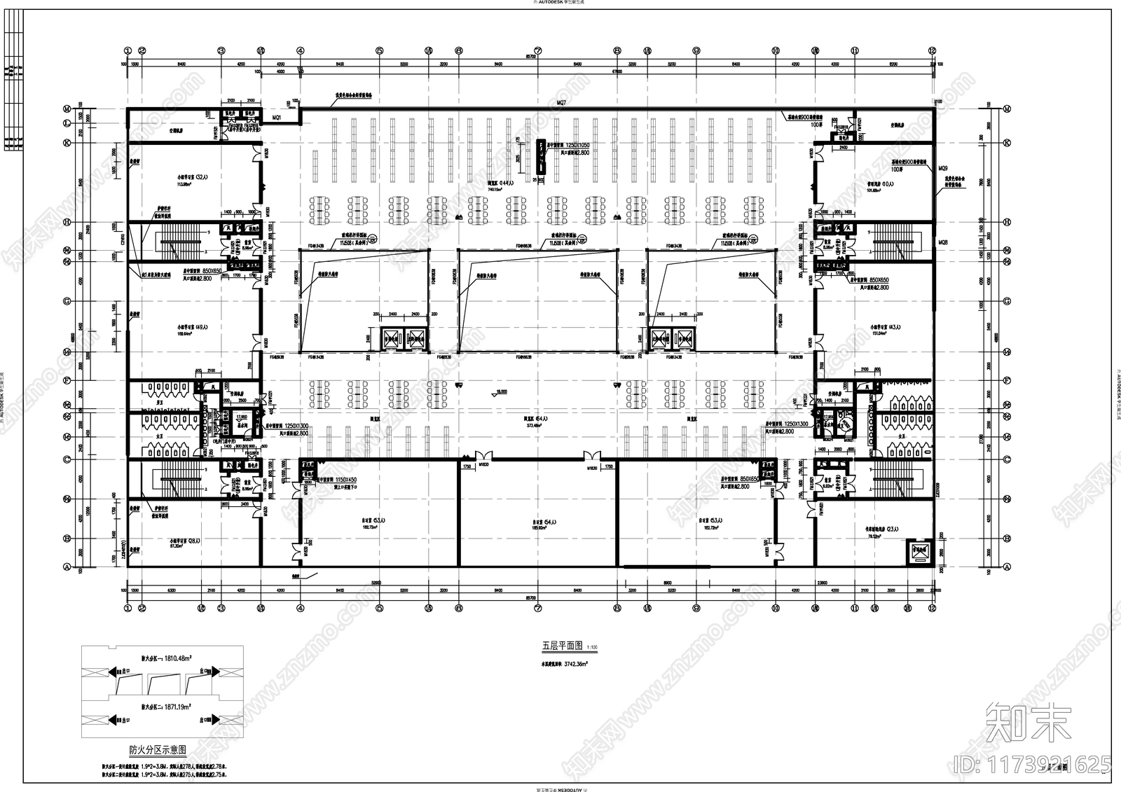 现代图书馆建筑cad施工图下载【ID:1173921625】