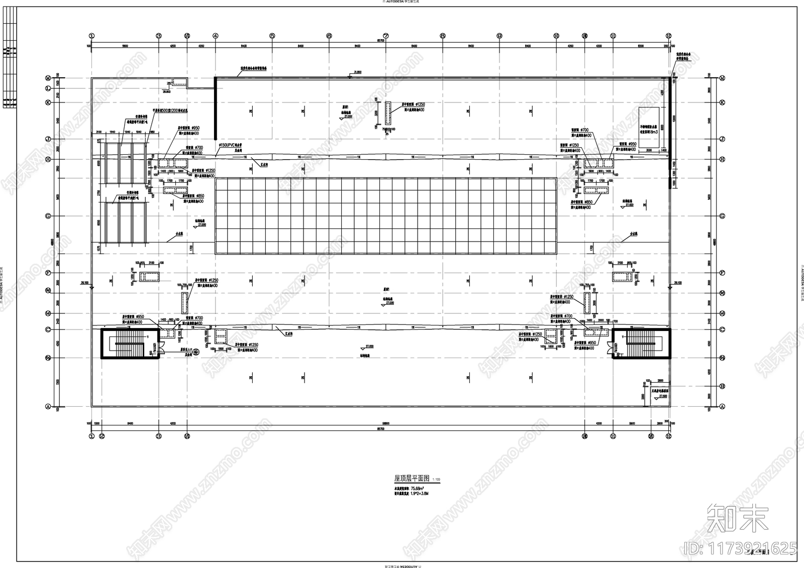 现代图书馆建筑cad施工图下载【ID:1173921625】