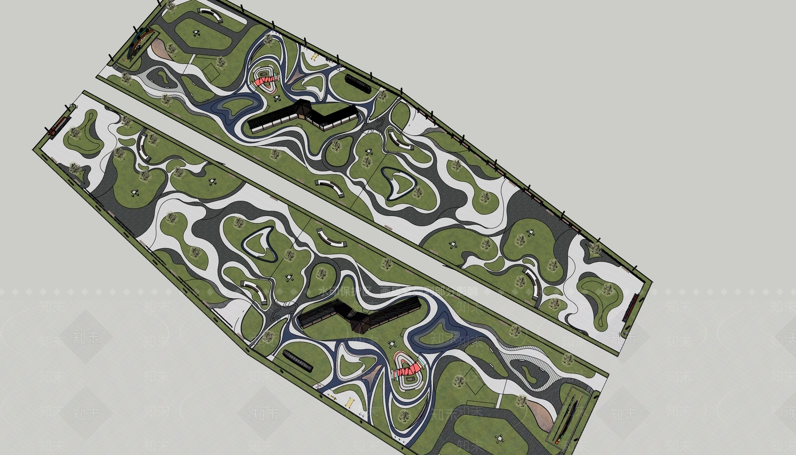 现代景观公园SU模型下载【ID:1173929078】