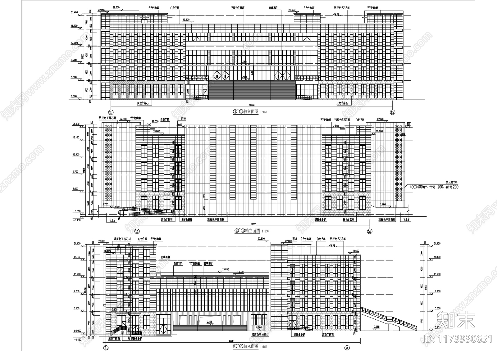 现代图书馆建筑cad施工图下载【ID:1173930651】