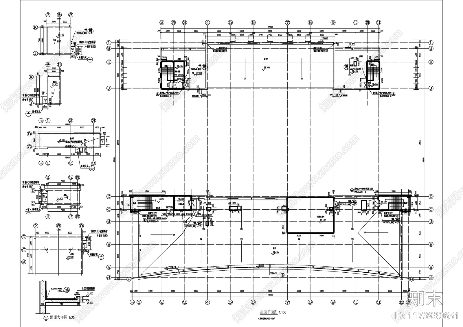 现代图书馆建筑cad施工图下载【ID:1173930651】