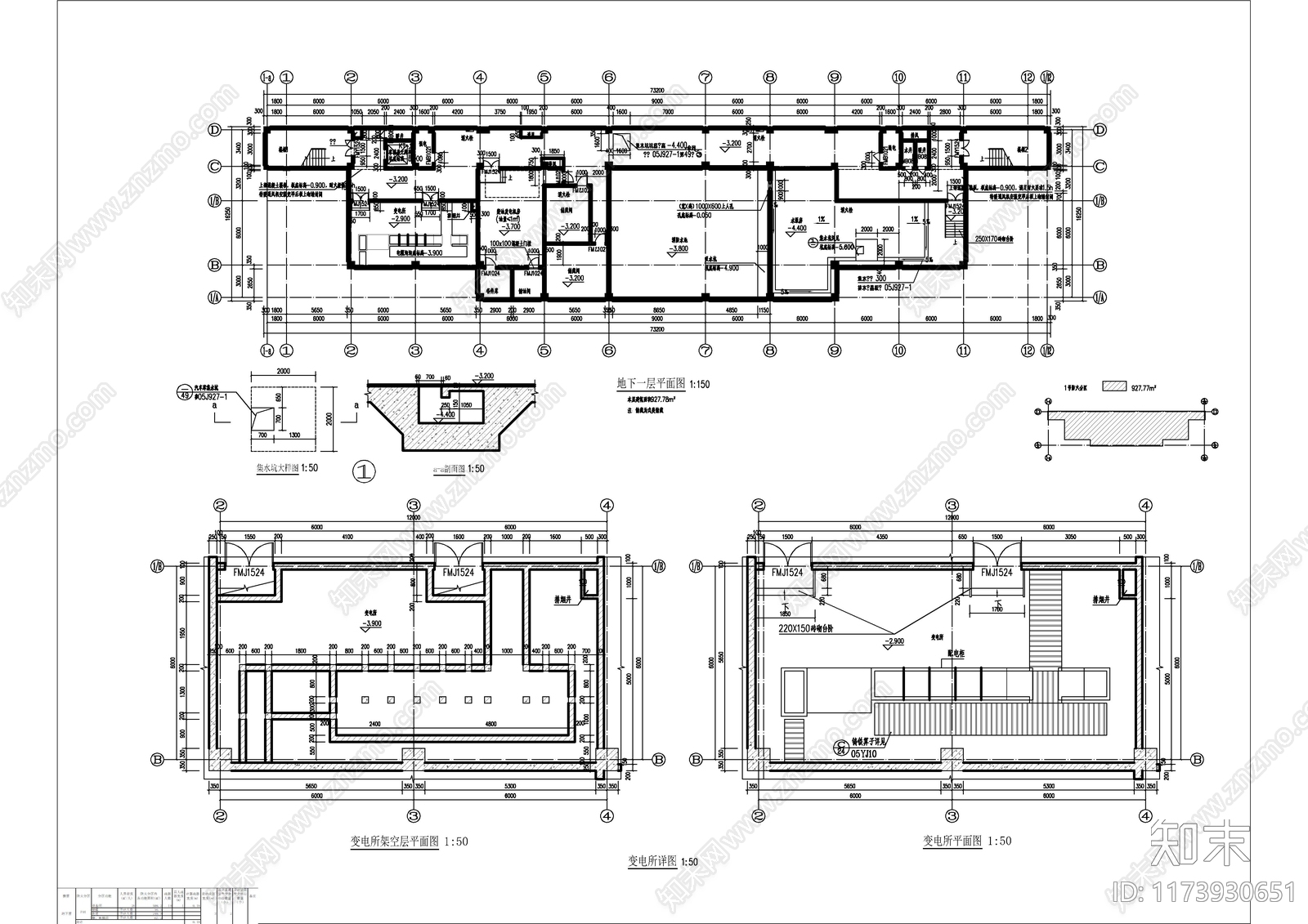 现代图书馆建筑cad施工图下载【ID:1173930651】