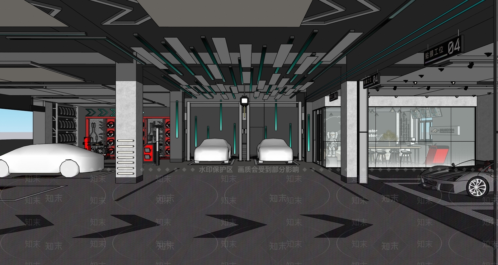 工业简约汽车4S店SU模型下载【ID:1173935207】
