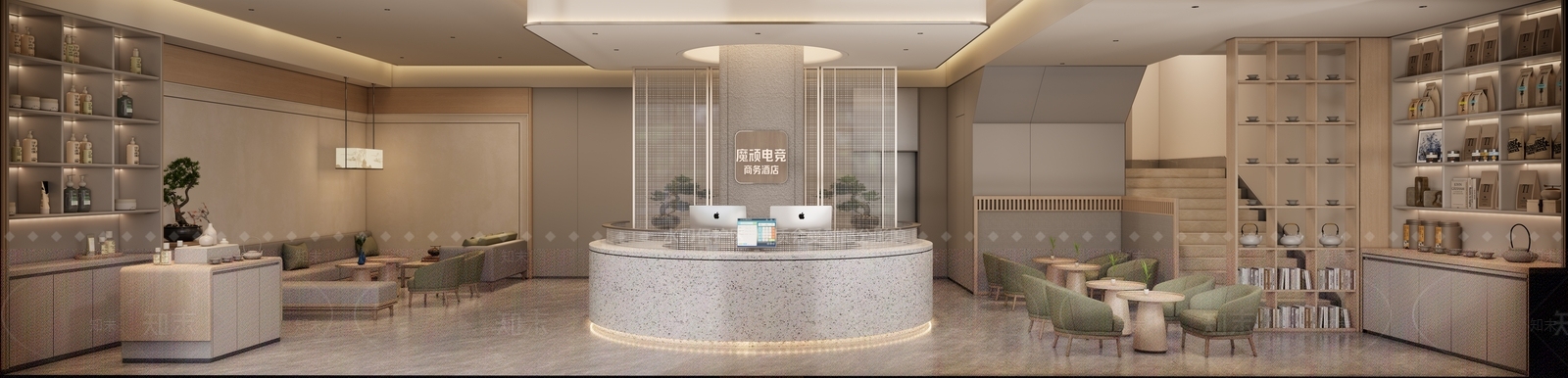 现代轻奢酒店大堂SU模型下载【ID:1173942300】