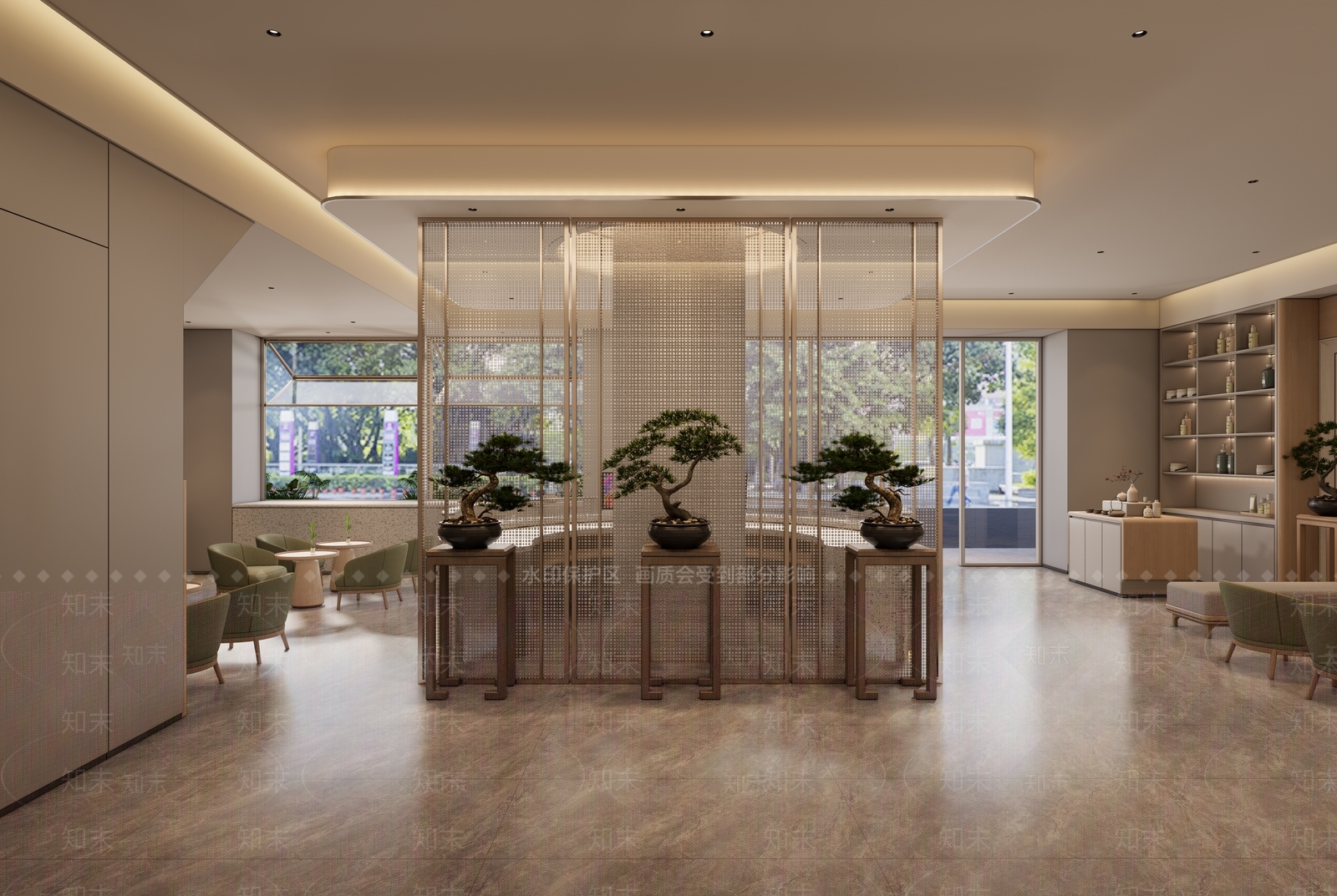 现代轻奢酒店大堂SU模型下载【ID:1173942300】