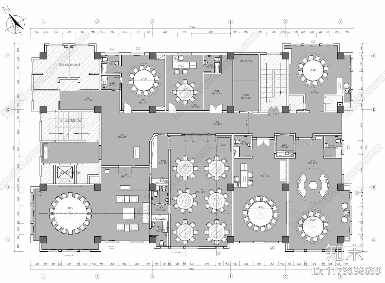 现代酒楼cad施工图下载【ID:1173938699】