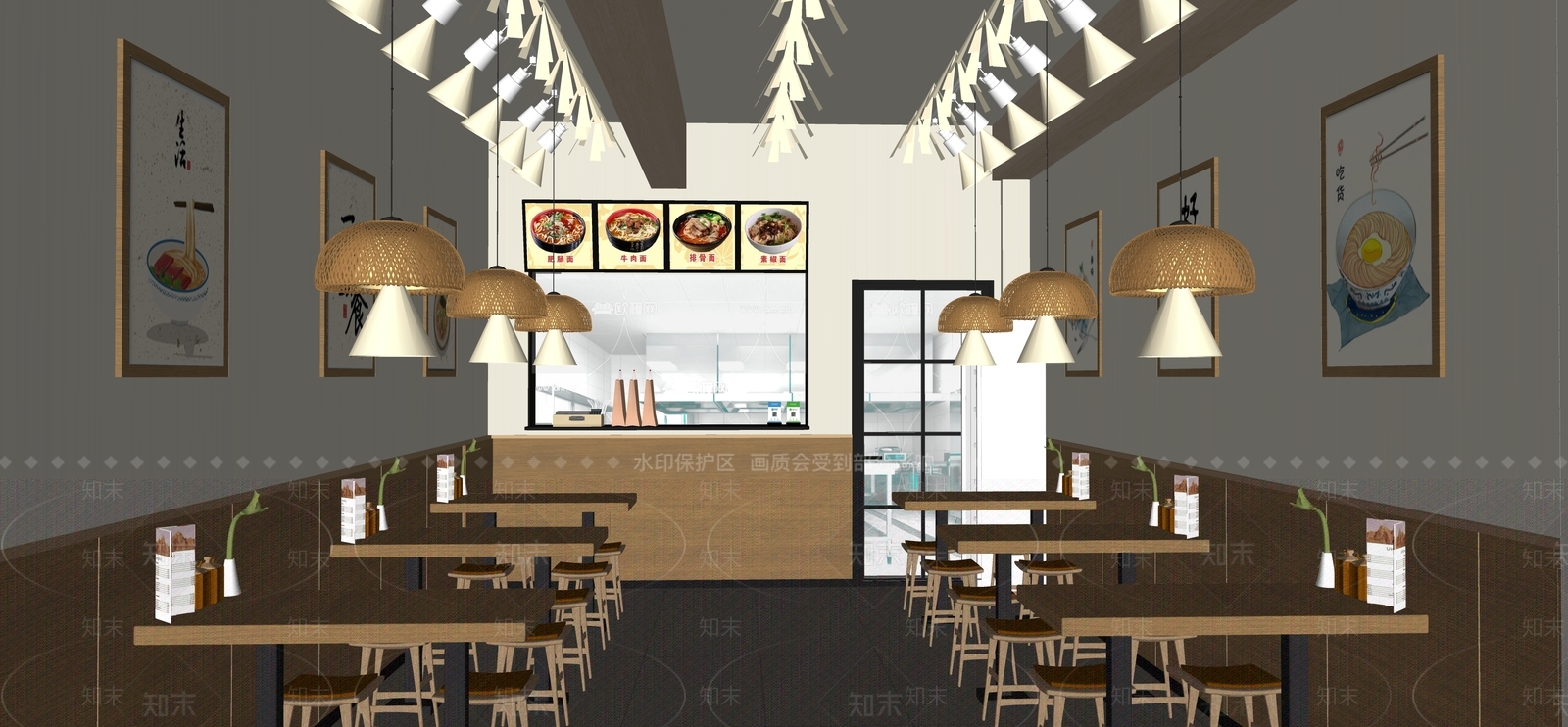 现代日式小吃快餐店SU模型下载【ID:1173949228】
