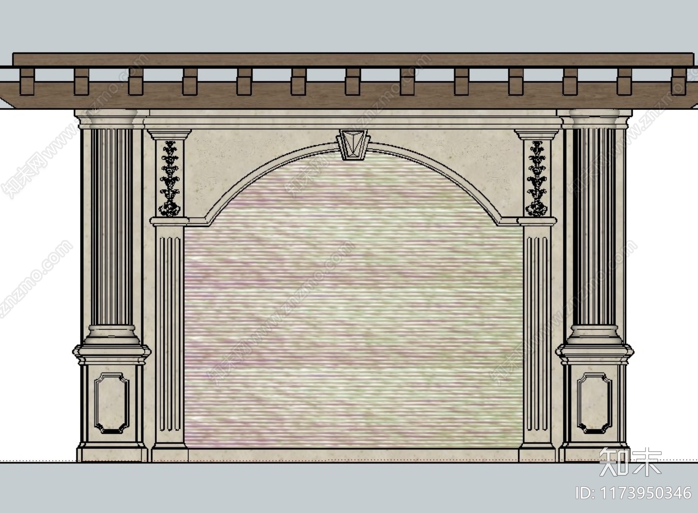 欧式景墙SU模型下载【ID:1173950346】
