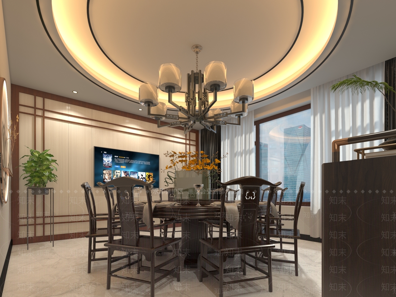 新中式现代包厢3D模型下载【ID:1173950510】