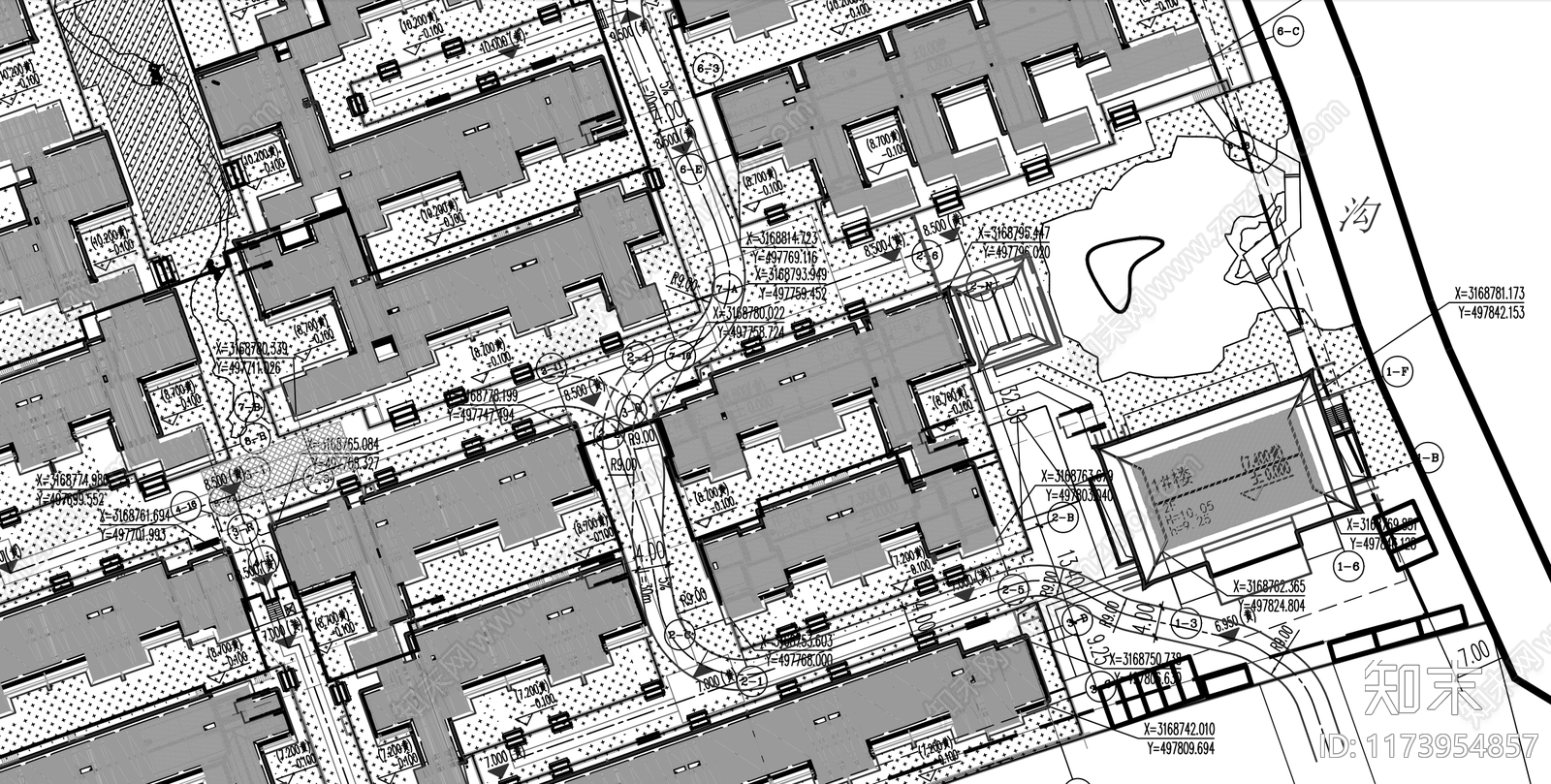 中式别墅建筑施工图下载【ID:1173954857】