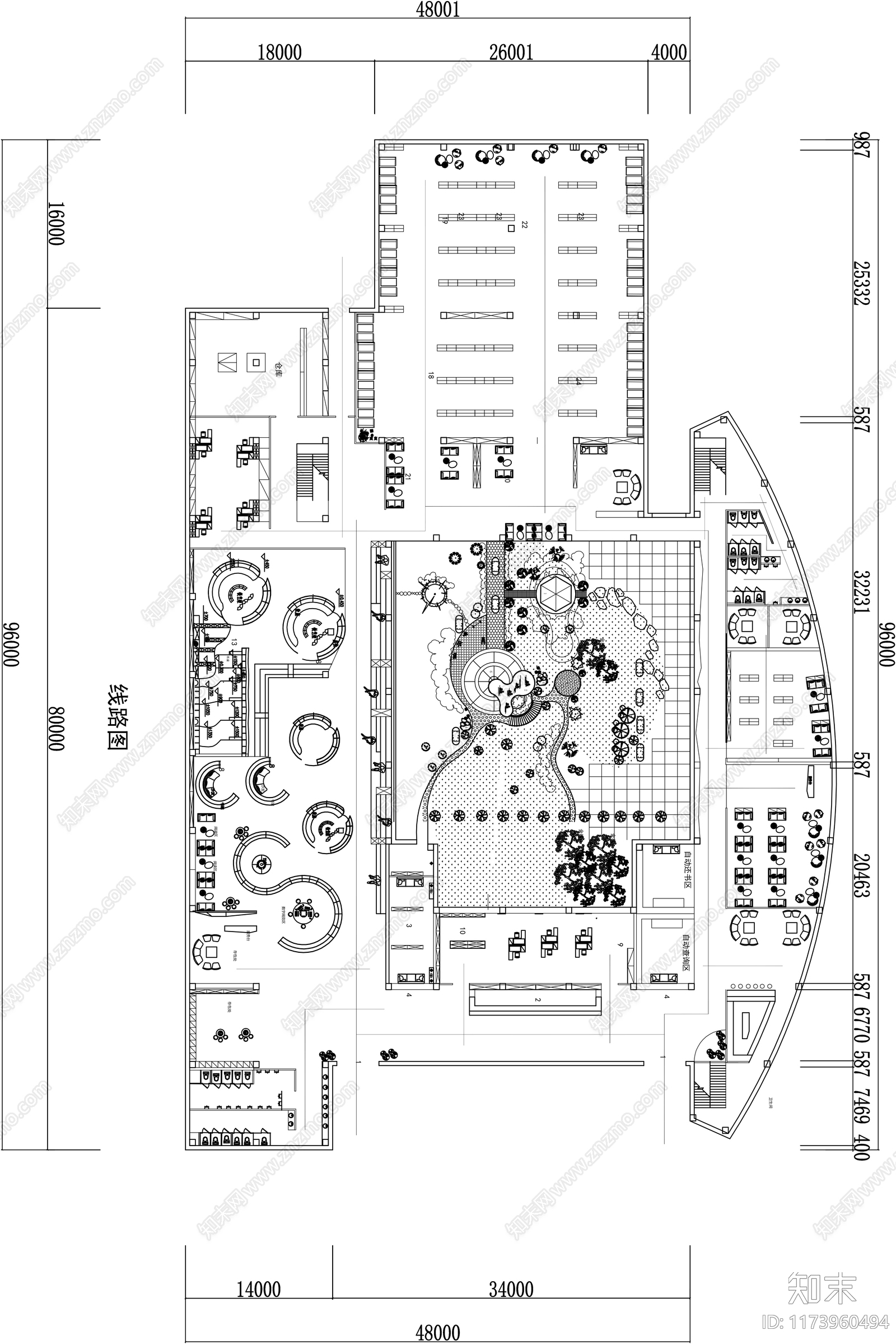 现代图书馆施工图下载【ID:1173960494】