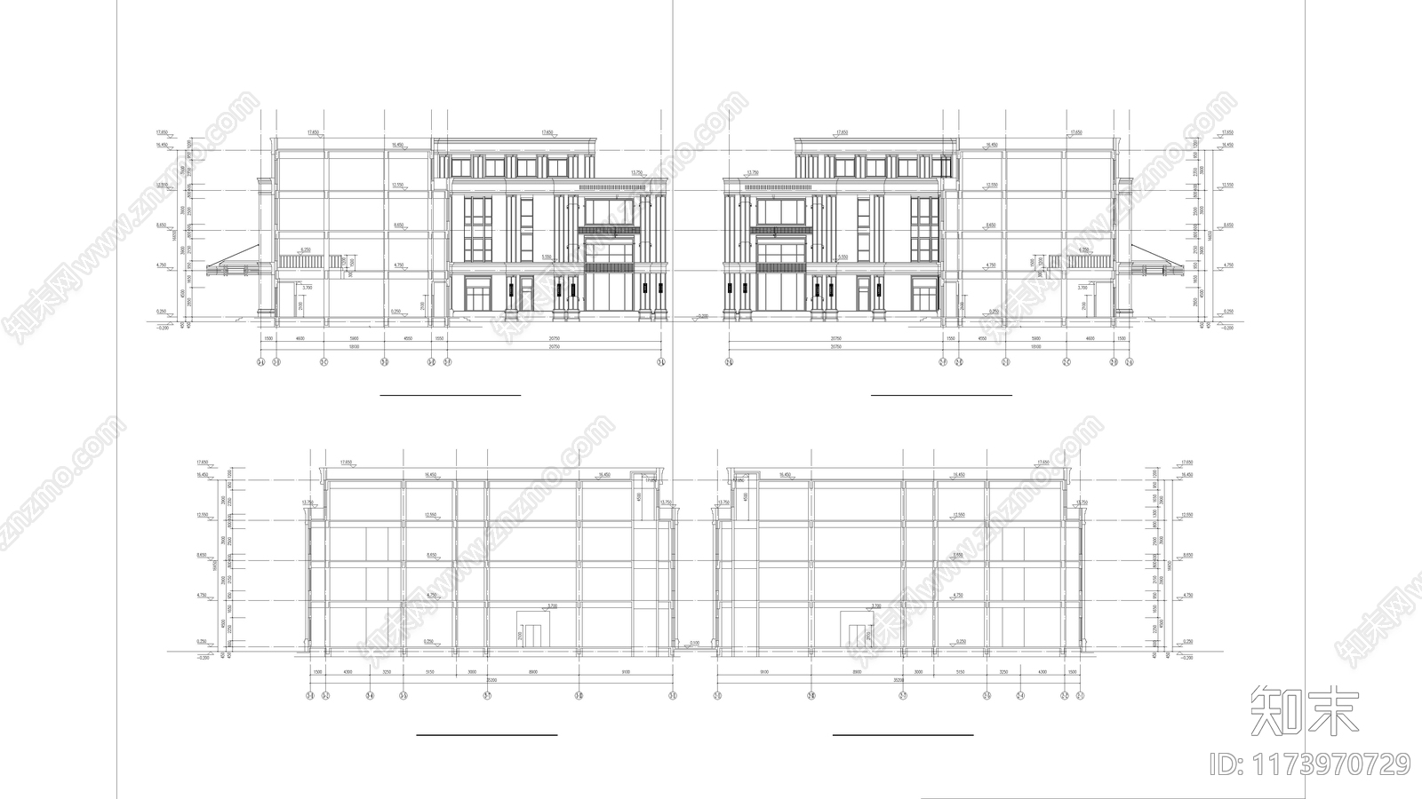 现代住宅楼建筑施工图下载【ID:1173970729】