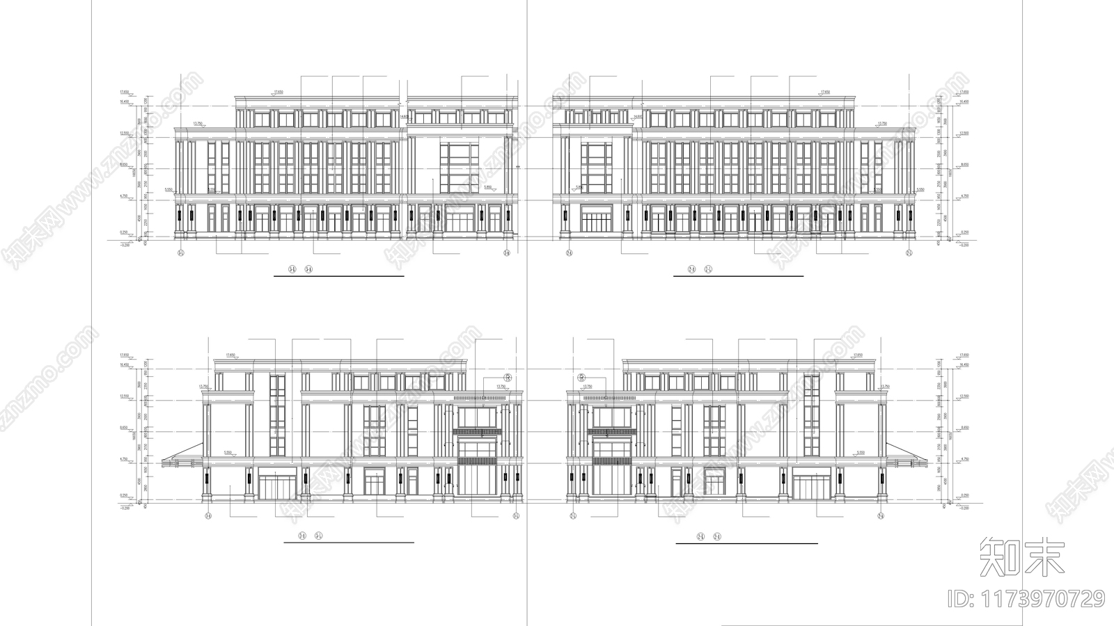 现代住宅楼建筑施工图下载【ID:1173970729】