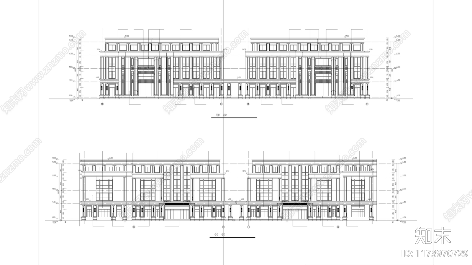 现代住宅楼建筑施工图下载【ID:1173970729】