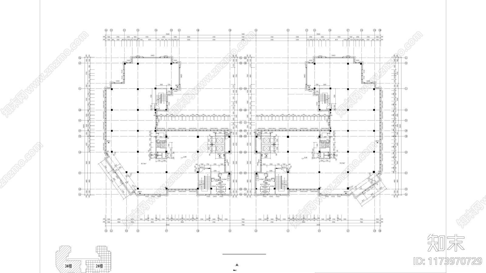 现代住宅楼建筑施工图下载【ID:1173970729】