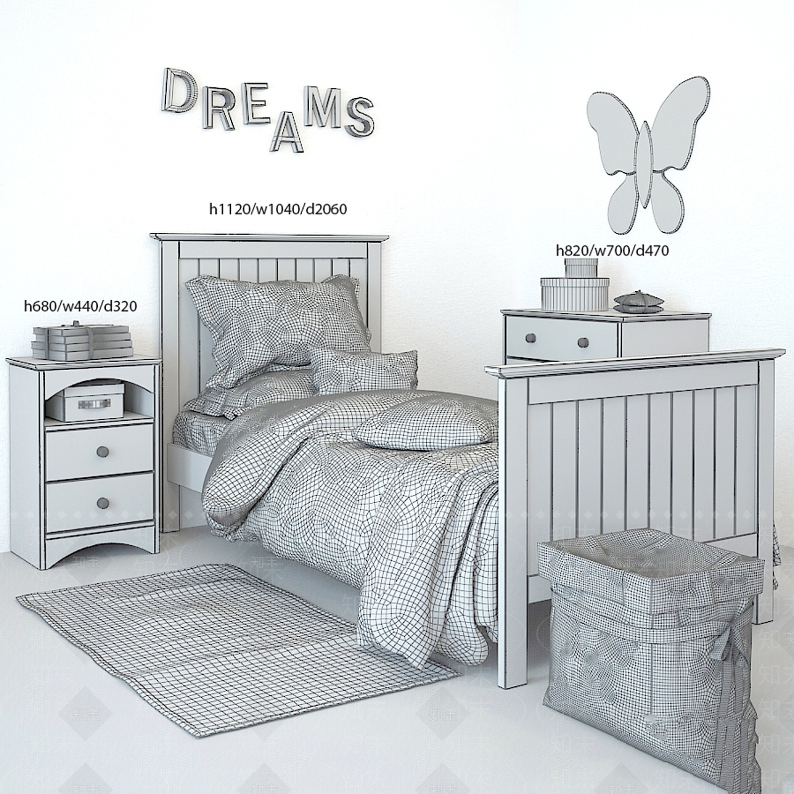儿童床3D模型下载【ID:1173971278】