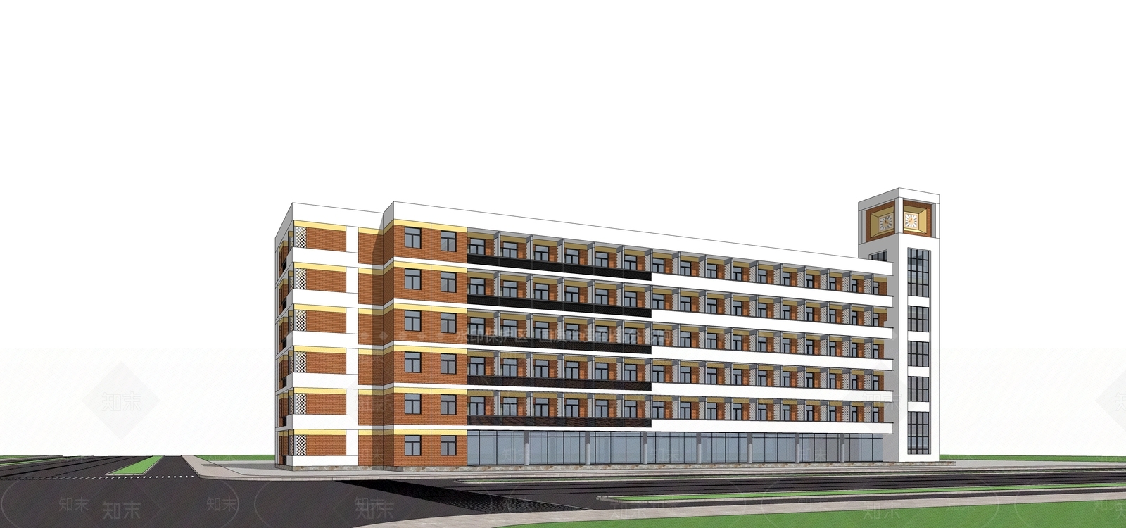 现代学校建筑SU模型下载【ID:1173971636】