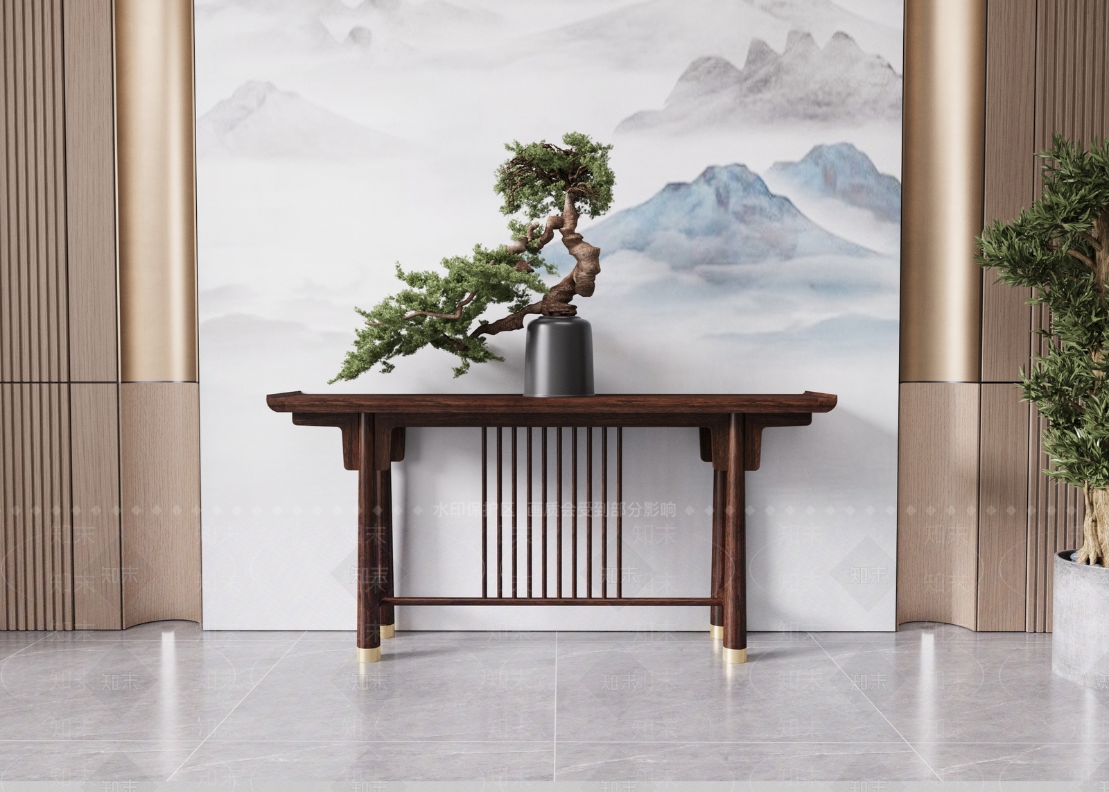 新中式玄关柜3D模型下载【ID:1173976334】