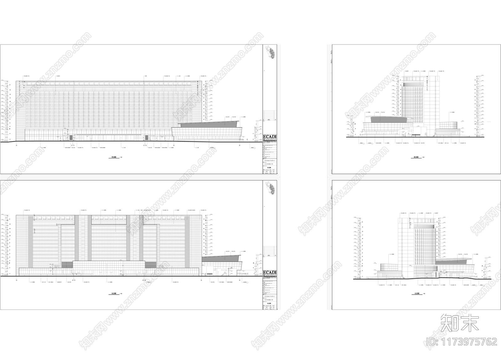 现代酒店建筑施工图下载【ID:1173975762】