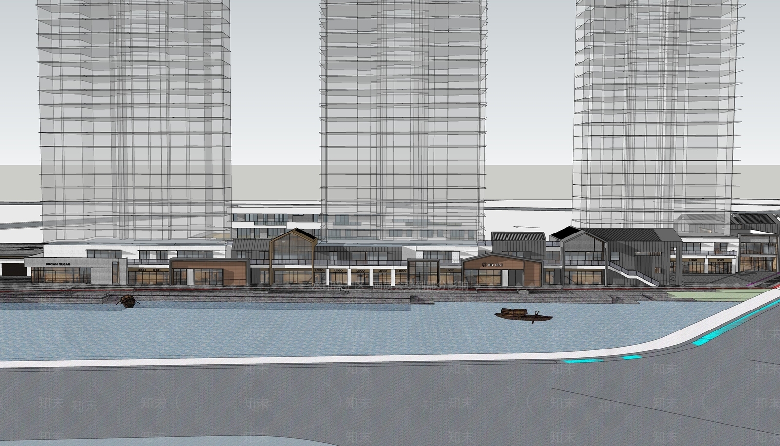 现代商场建筑SU模型下载【ID:1173992867】