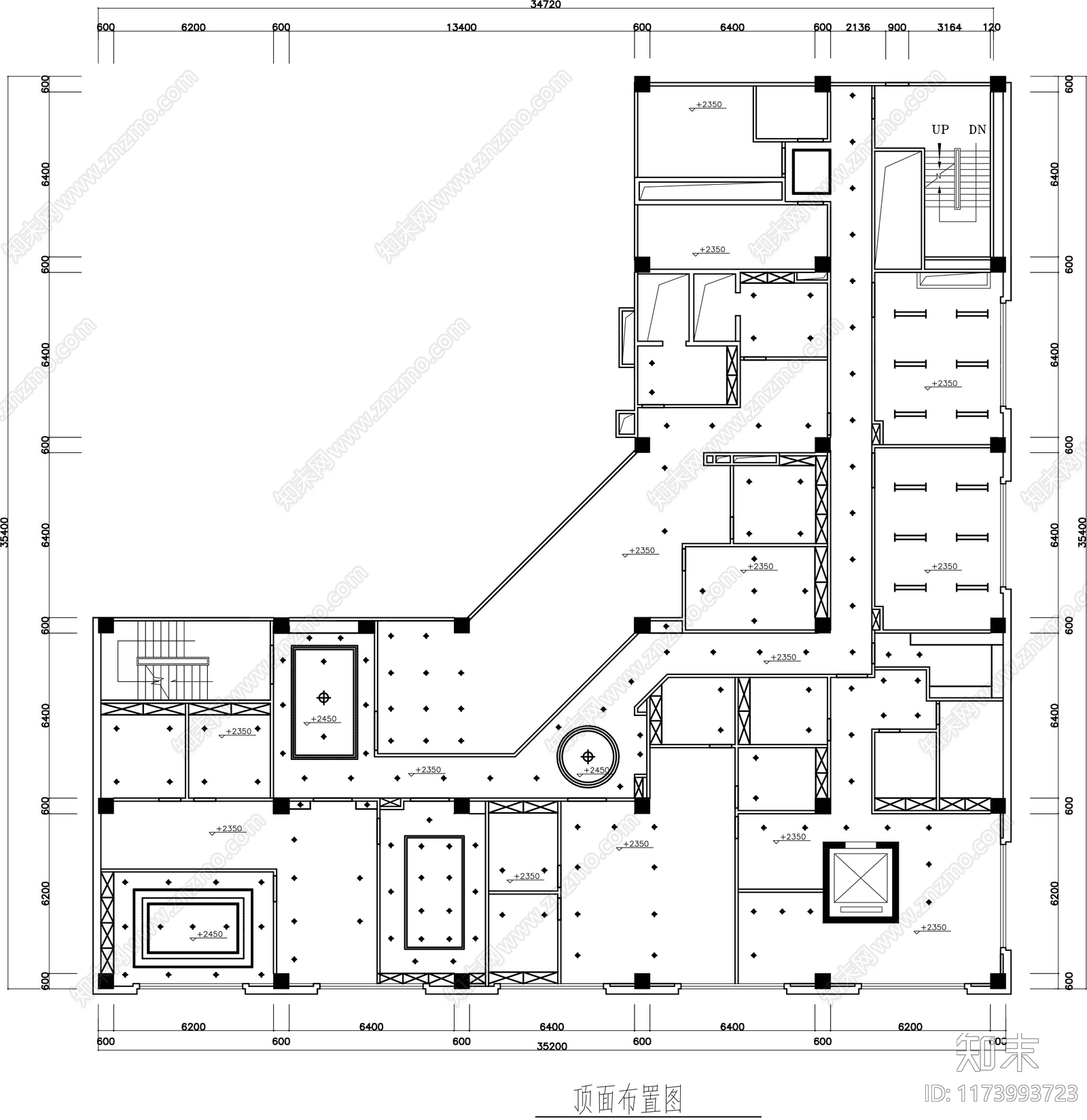 简约整体办公空间cad施工图下载【ID:1173993723】