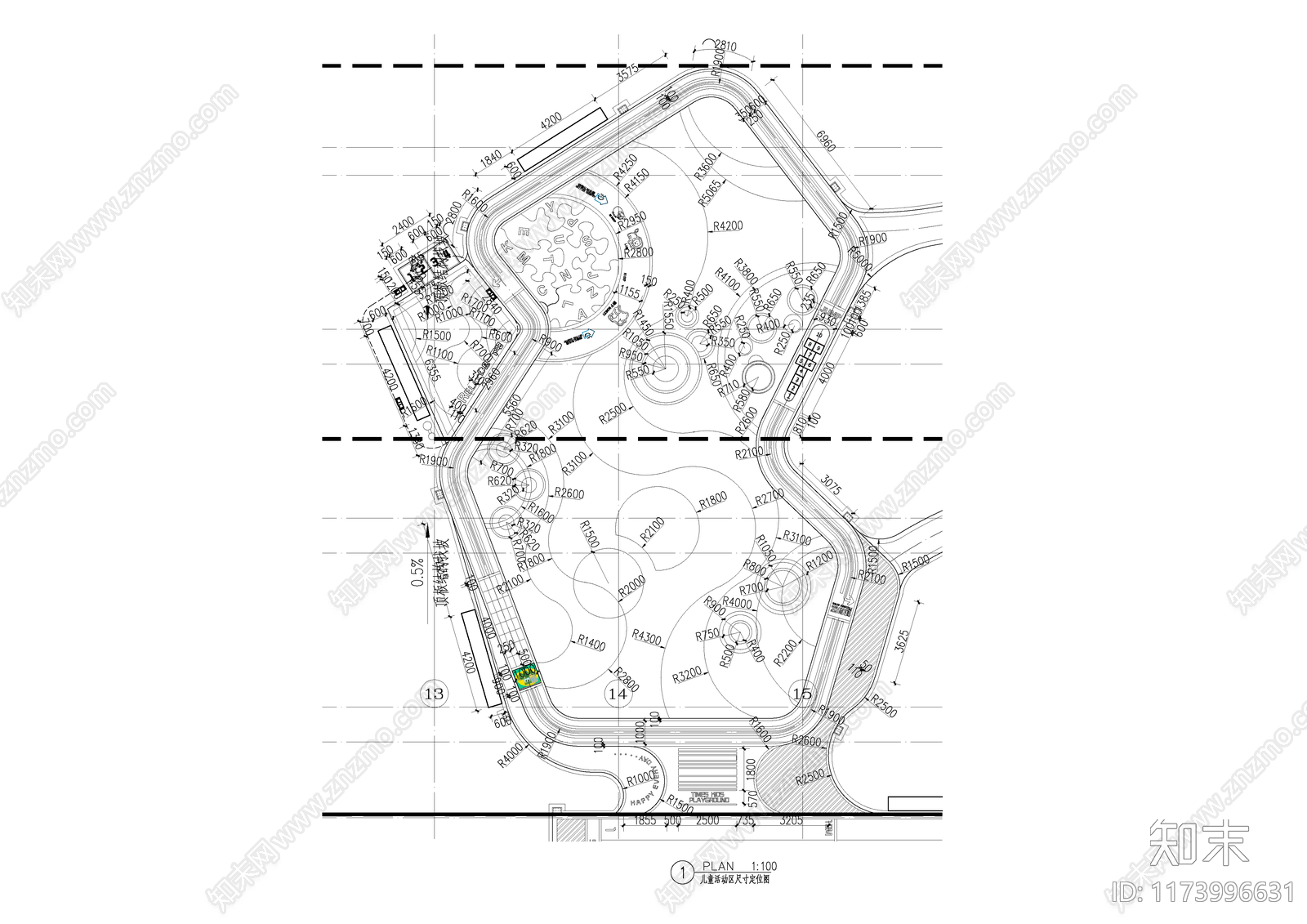 现代公园景观cad施工图下载【ID:1173996631】